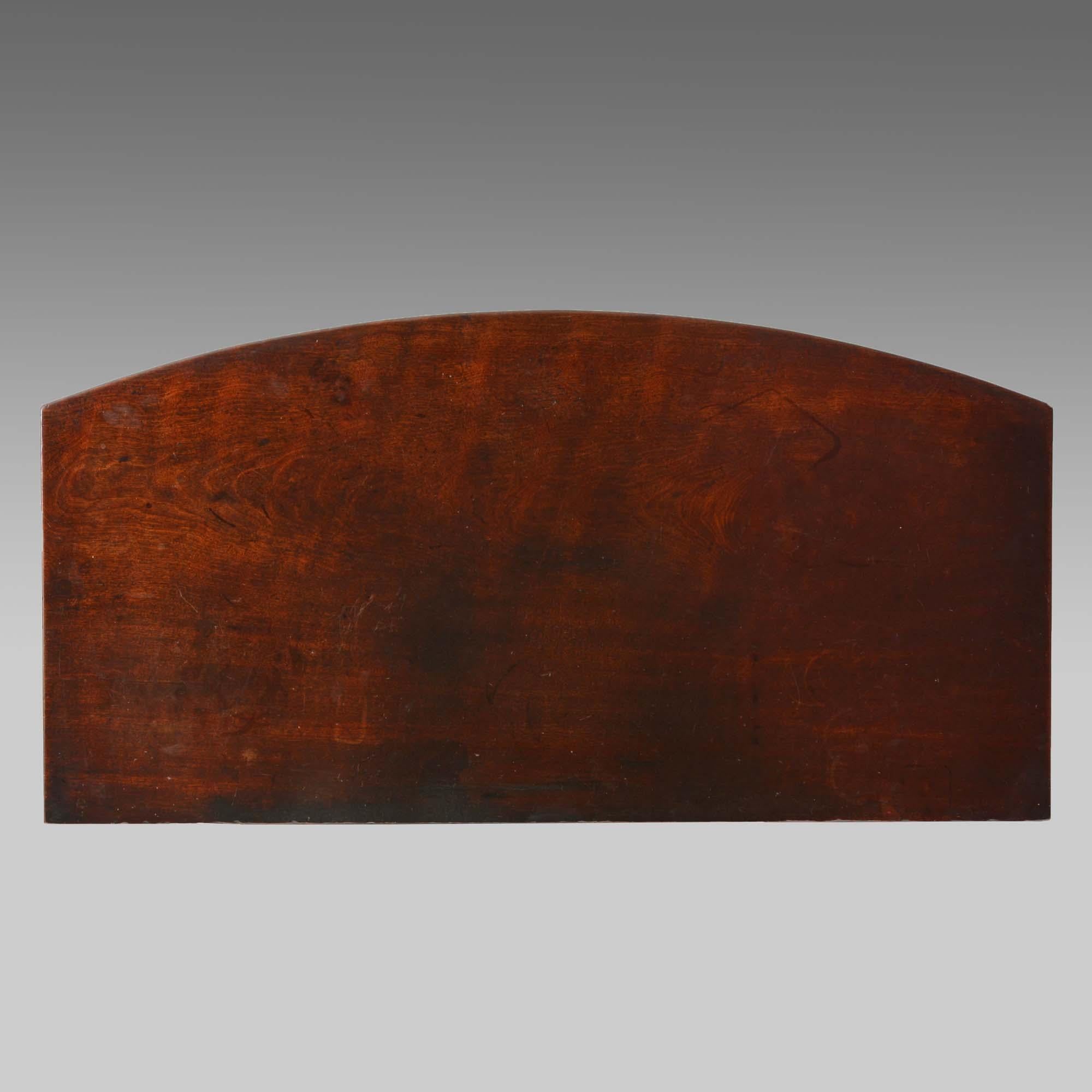 Georgian mahogany bowfront commode chest of drawers with writing slide For Sale 8