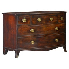 Georgian mahogany bowfront commode chest of drawers with writing slide