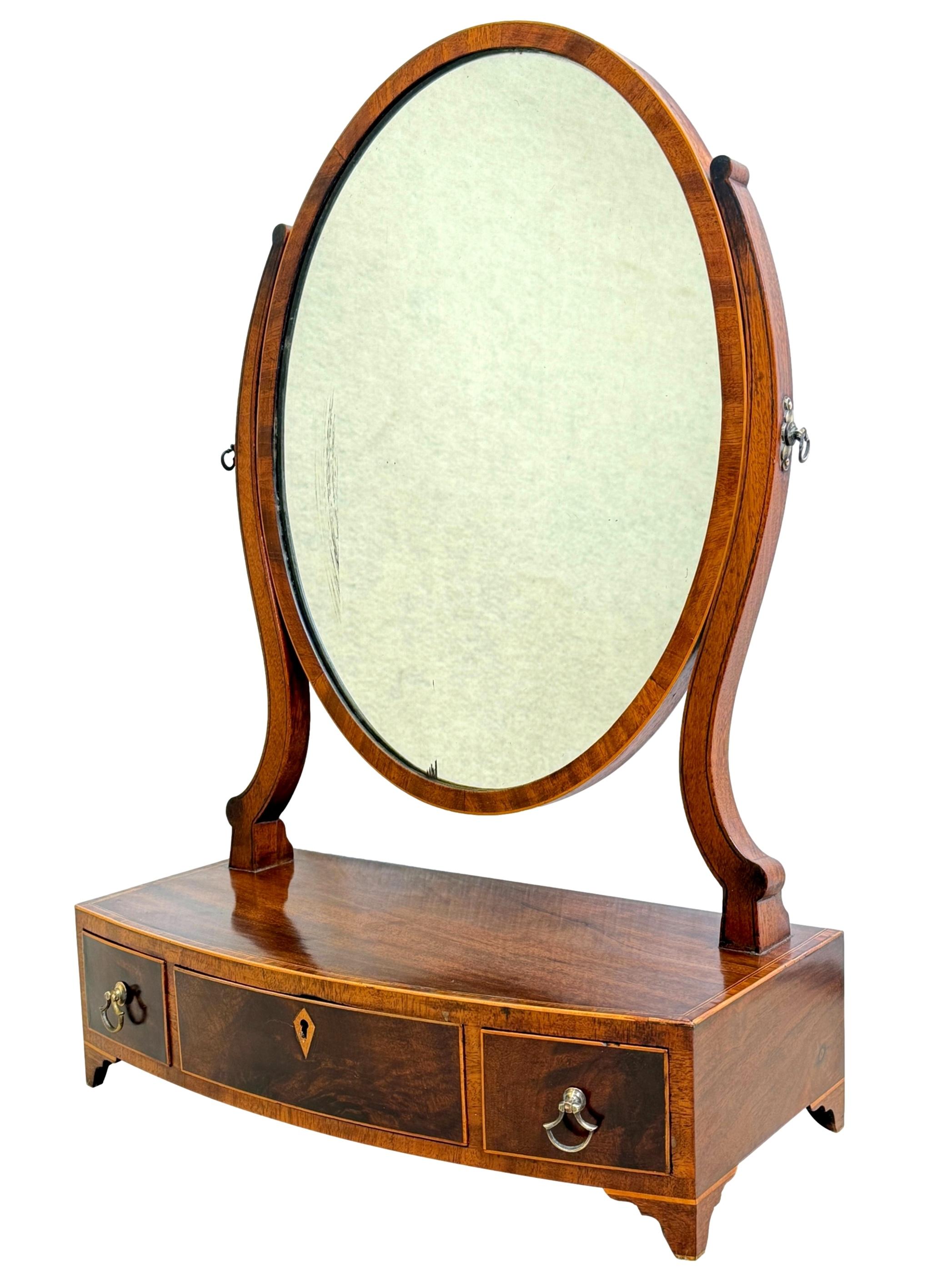 Georgian Mahogany Bowfront Dressing Table Mirror 5