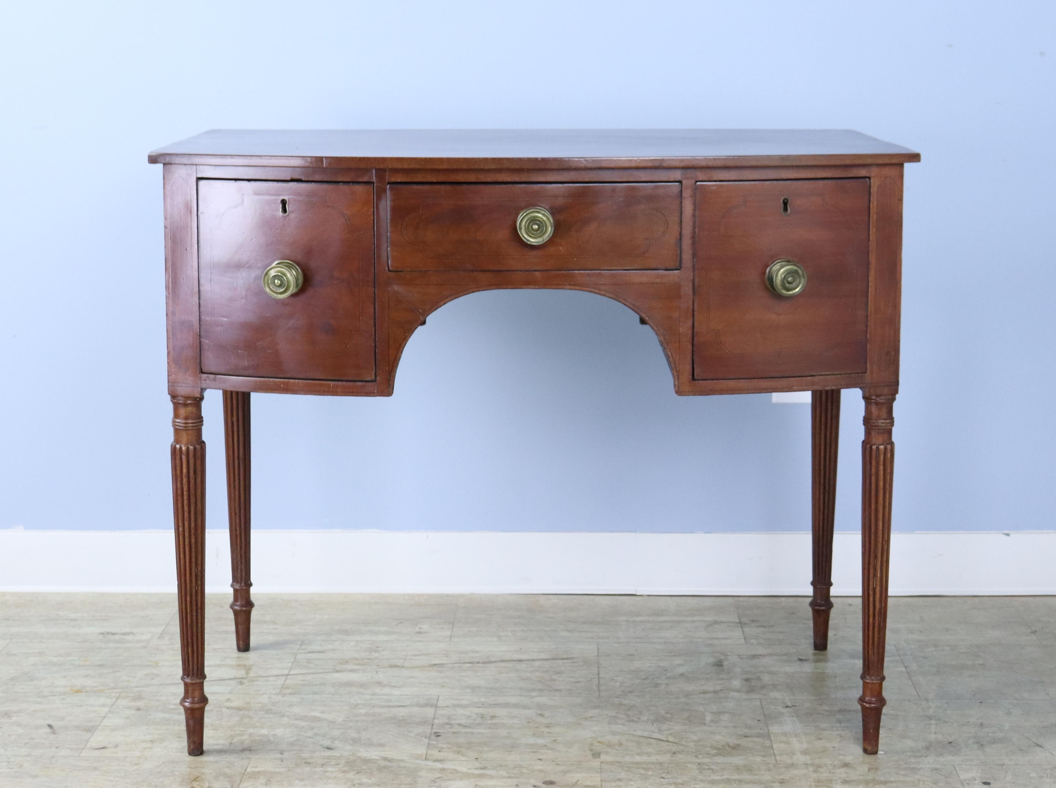 English Georgian Mahogany Bowfront Side Table or Small Server For Sale