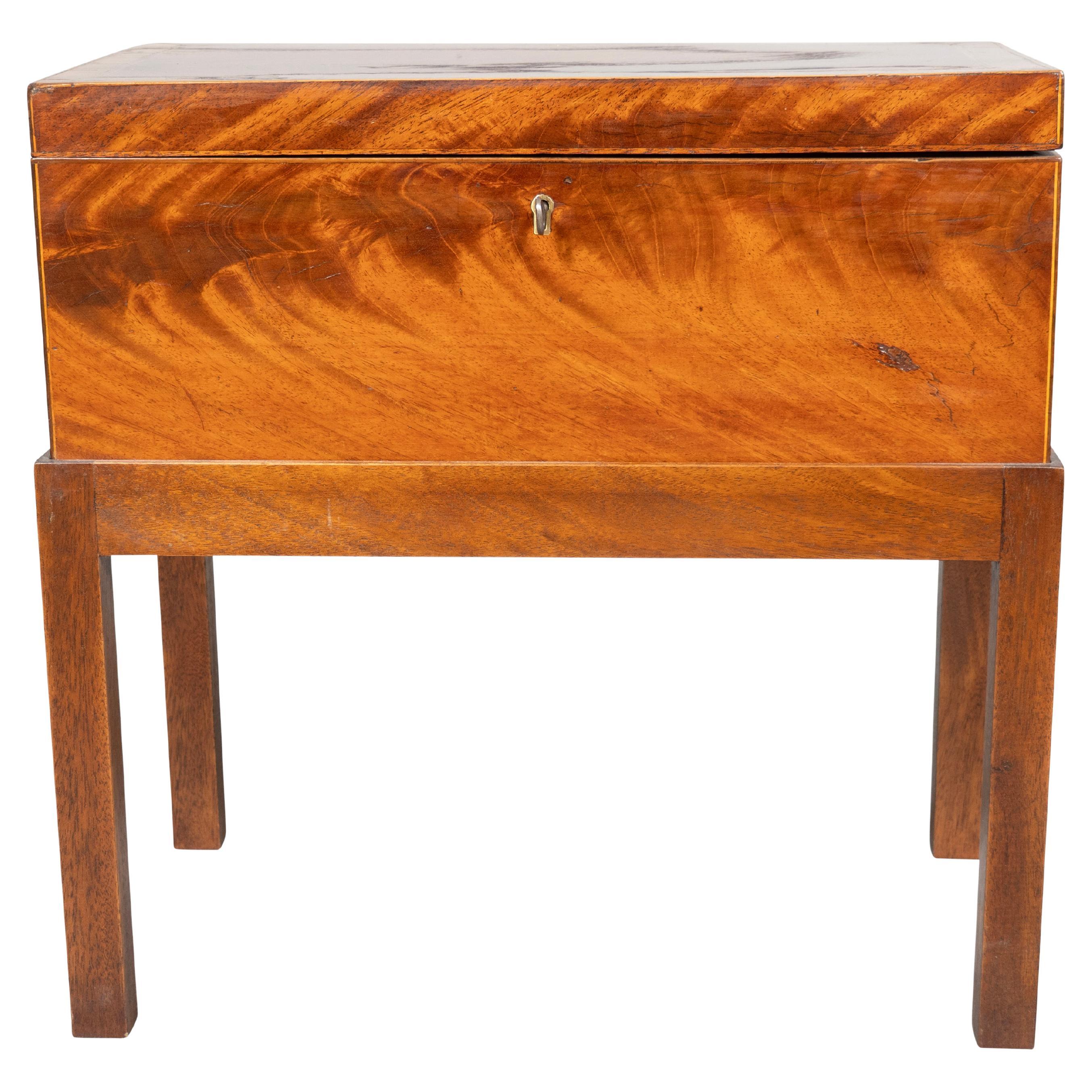 Caja georgiana de caoba sobre soporte ahora acondicionada como humidor