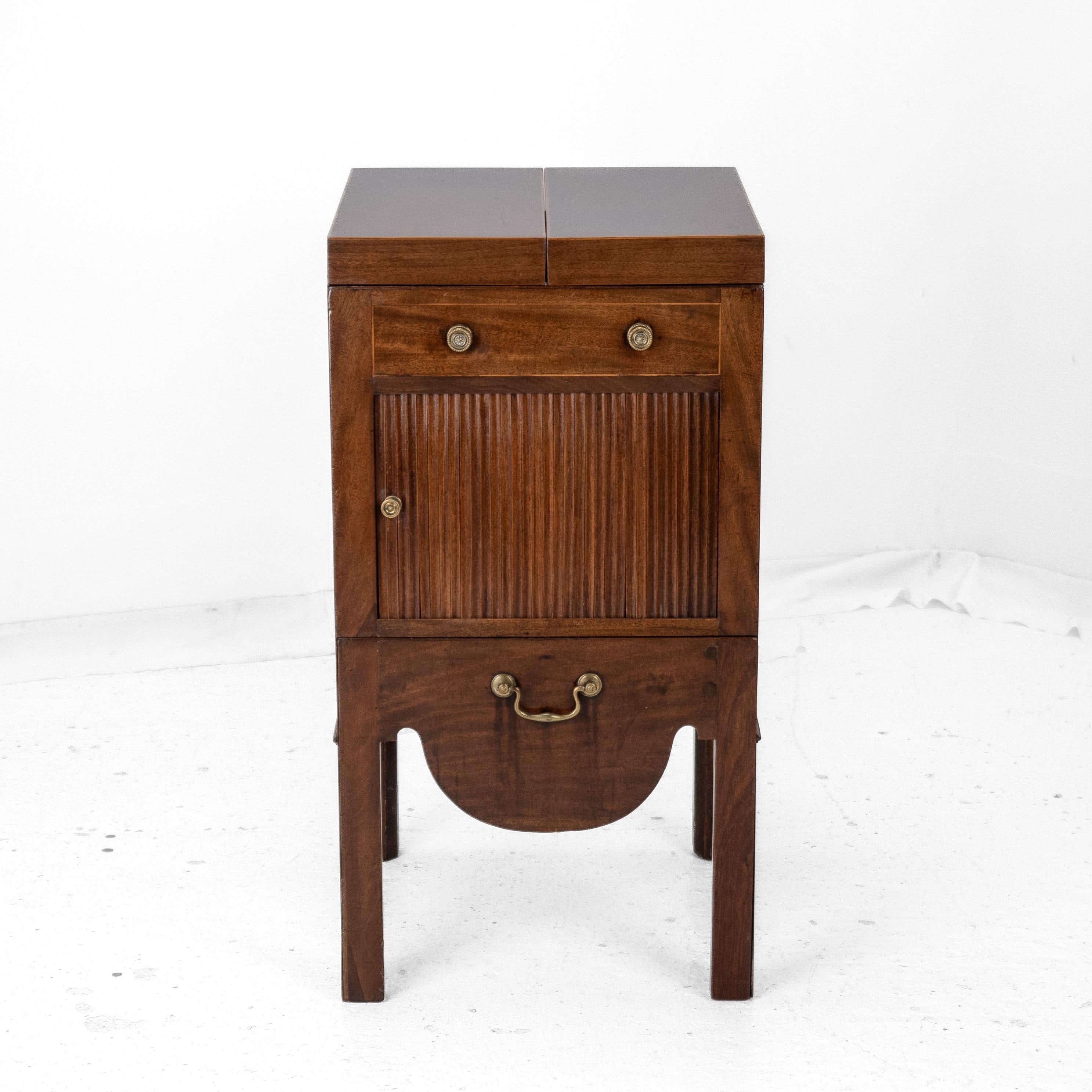 Georgian Mahogany Boxwood Inlaid Washstand c18th (Mirror Tambour Cabinet Folding For Sale 3