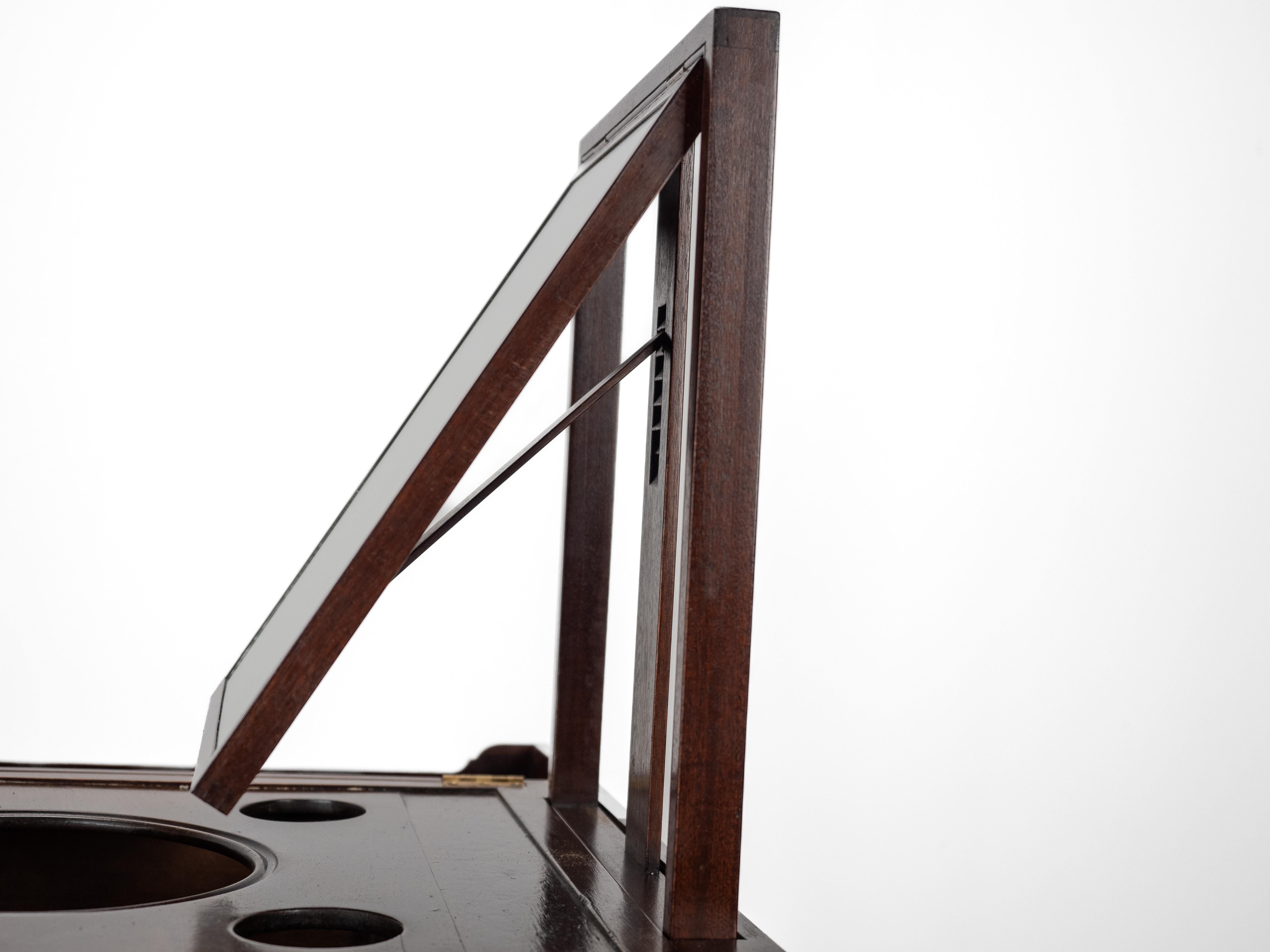 Georgian Mahogany Boxwood Inlaid Washstand c18th (Mirror Tambour Cabinet Folding For Sale 7
