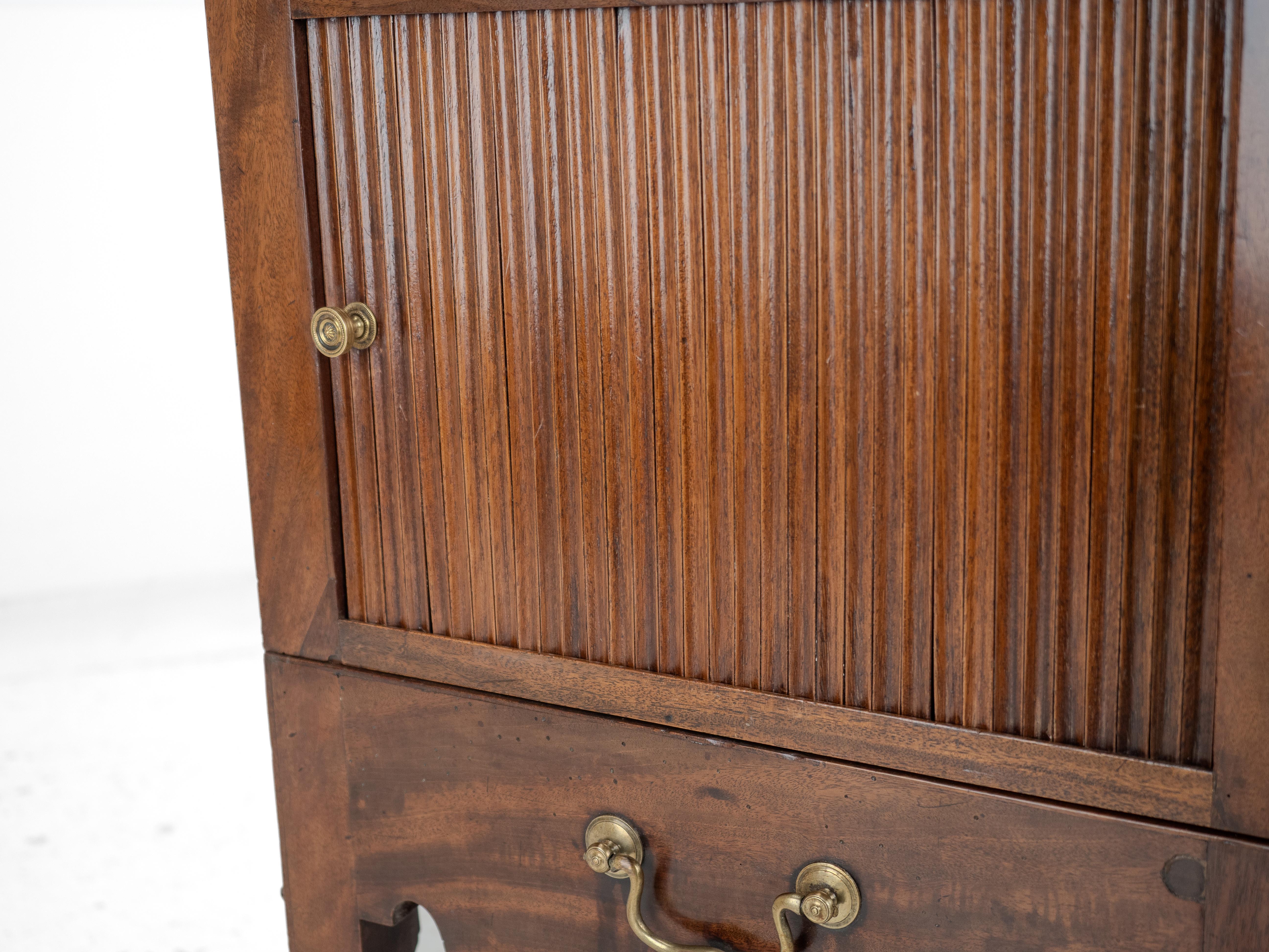 Georgian Mahogany Boxwood Inlaid Washstand c18th (Mirror Tambour Cabinet Folding For Sale 10