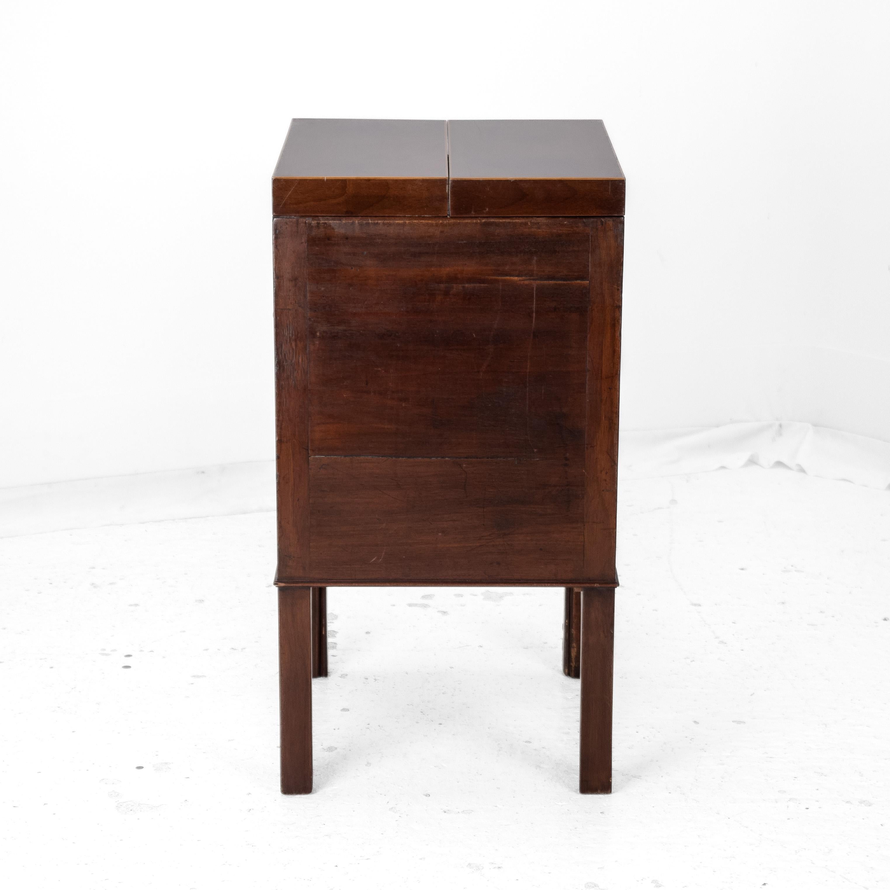Brass Georgian Mahogany Boxwood Inlaid Washstand c18th (Mirror Tambour Cabinet Folding For Sale