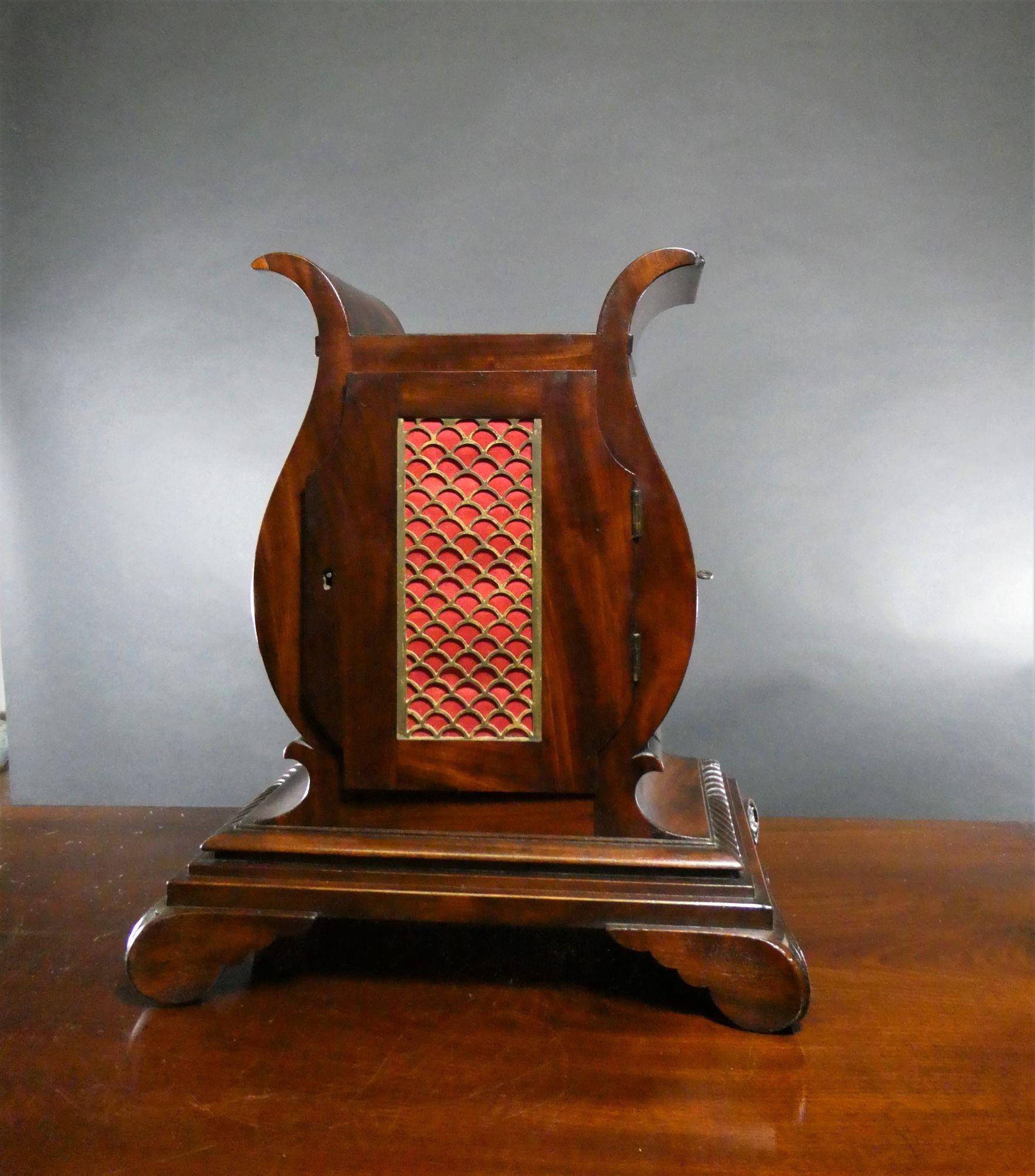 English Georgian Mahogany Bracket Clock by Moncas, Liverpool For Sale