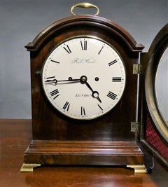 Georgian Mahogany Bracket Clock by Robert Wood, London
