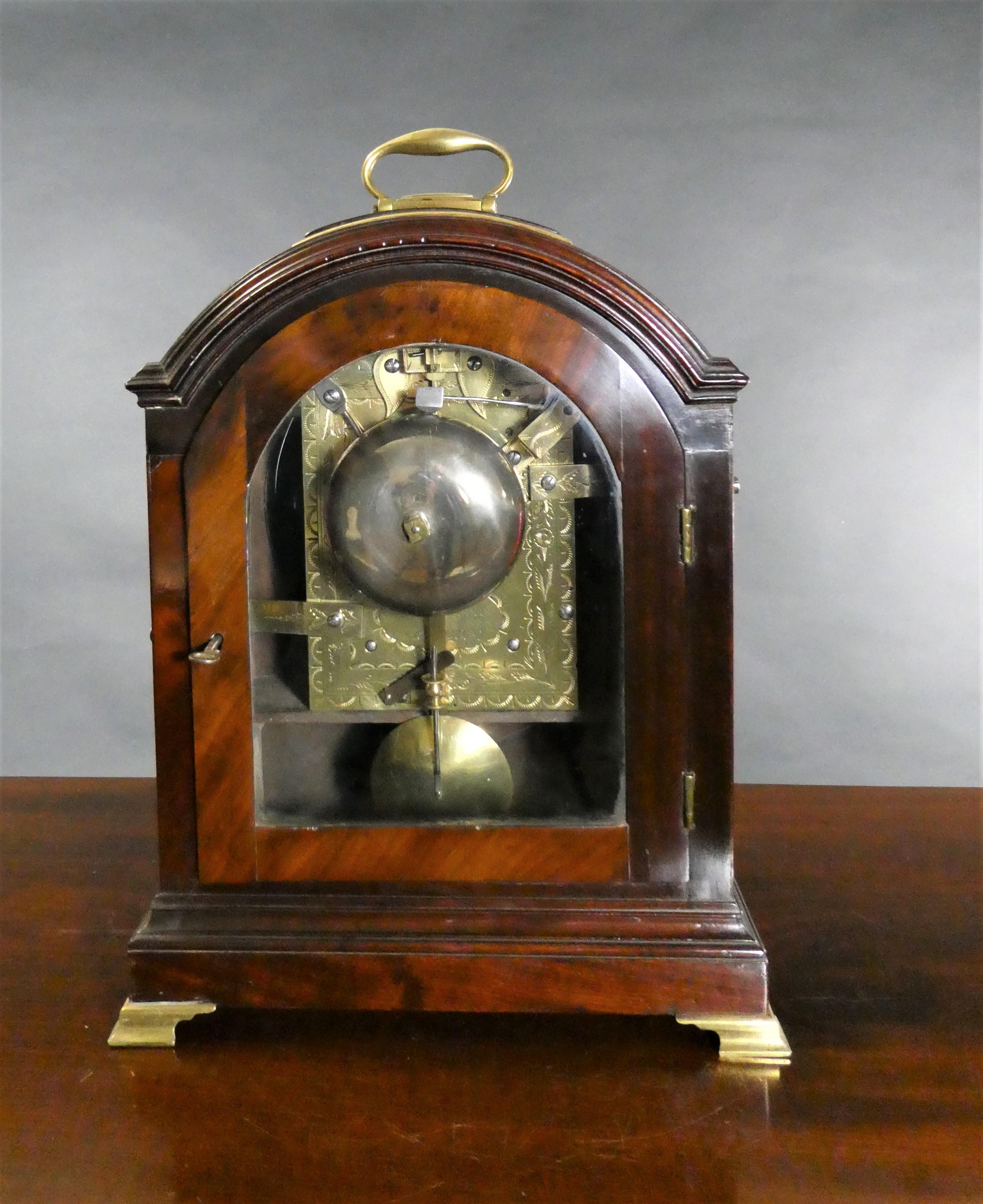 Late 18th Century Georgian Mahogany Bracket Clock by Robert Wood, London For Sale