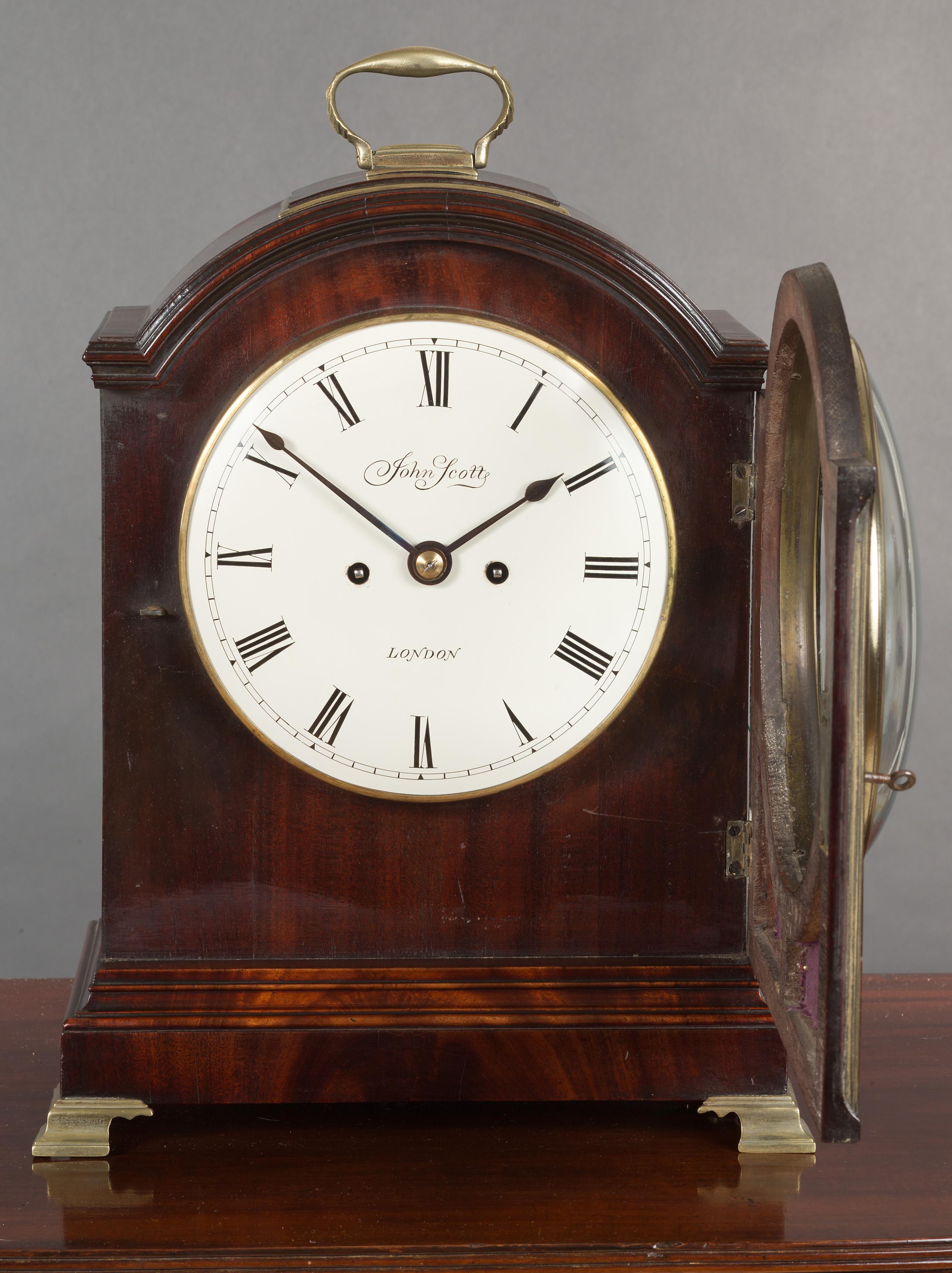 Georgian Mahogany Bracket Clock, John Scott, London 1