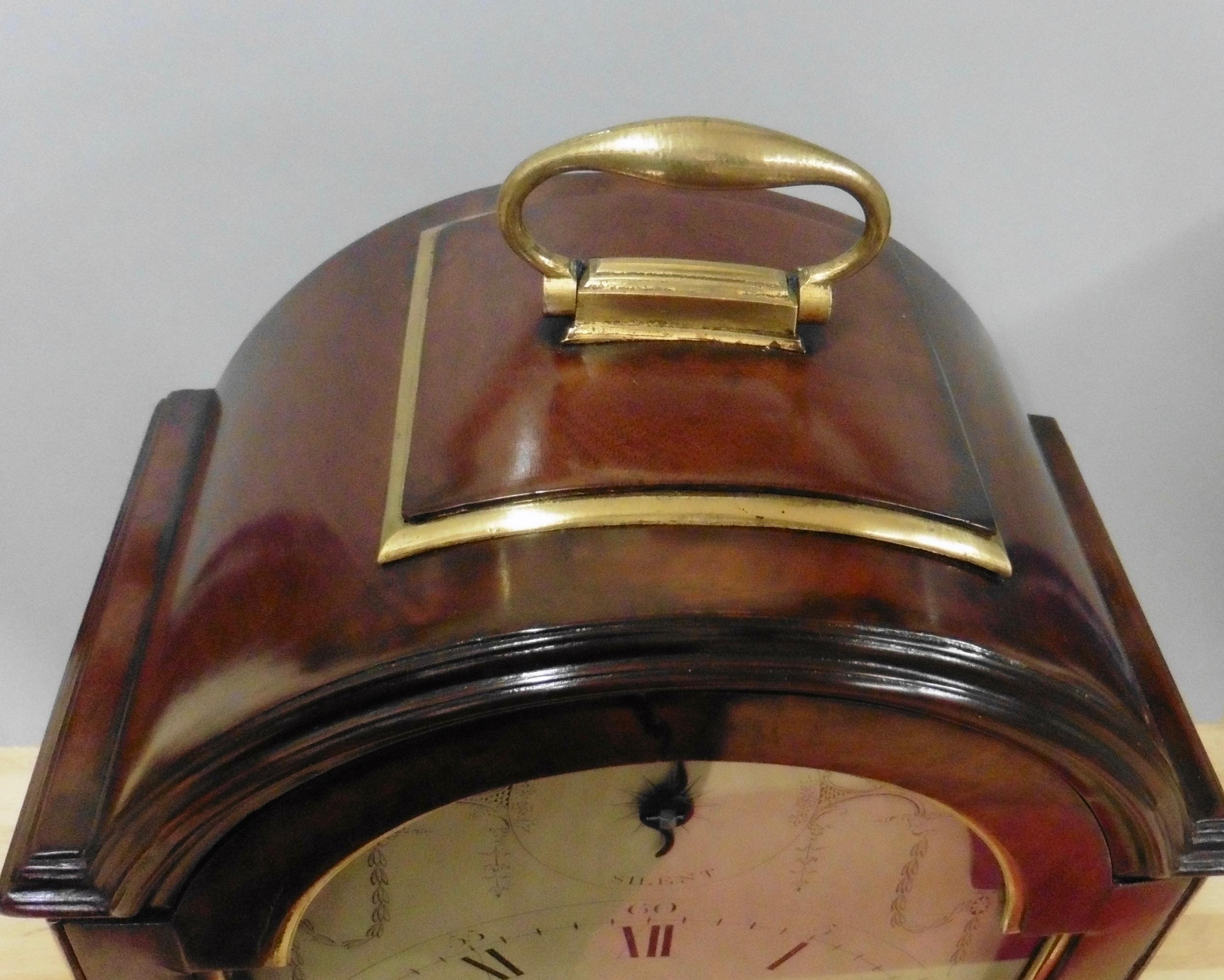 Georgian Mahogany Bracket Clock with Verge Escapement by Joseph Quartermaine 5