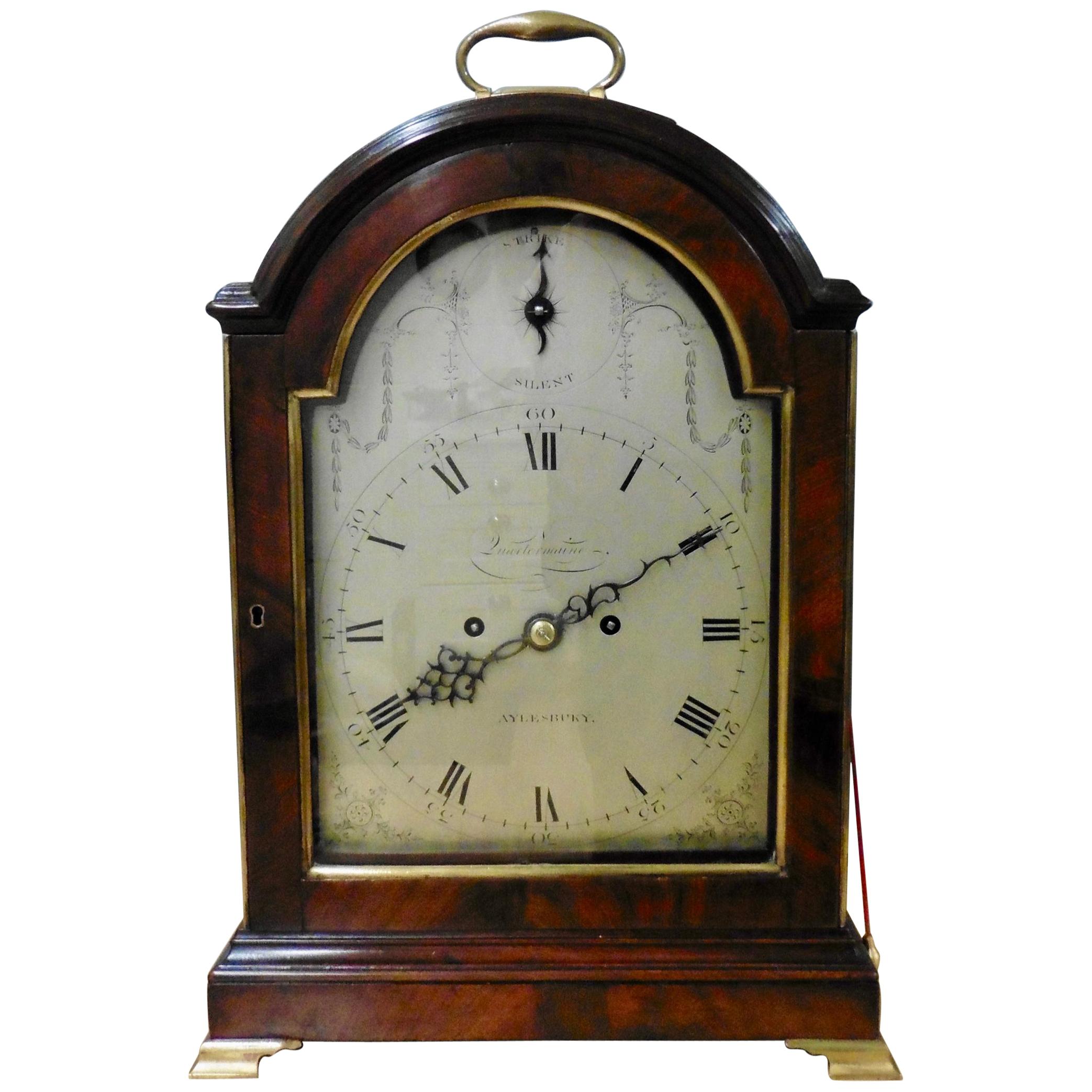 Georgian Mahogany Bracket Clock with Verge Escapement by Joseph Quartermaine