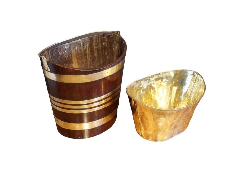English Georgian mahogany brass bound bucket For Sale