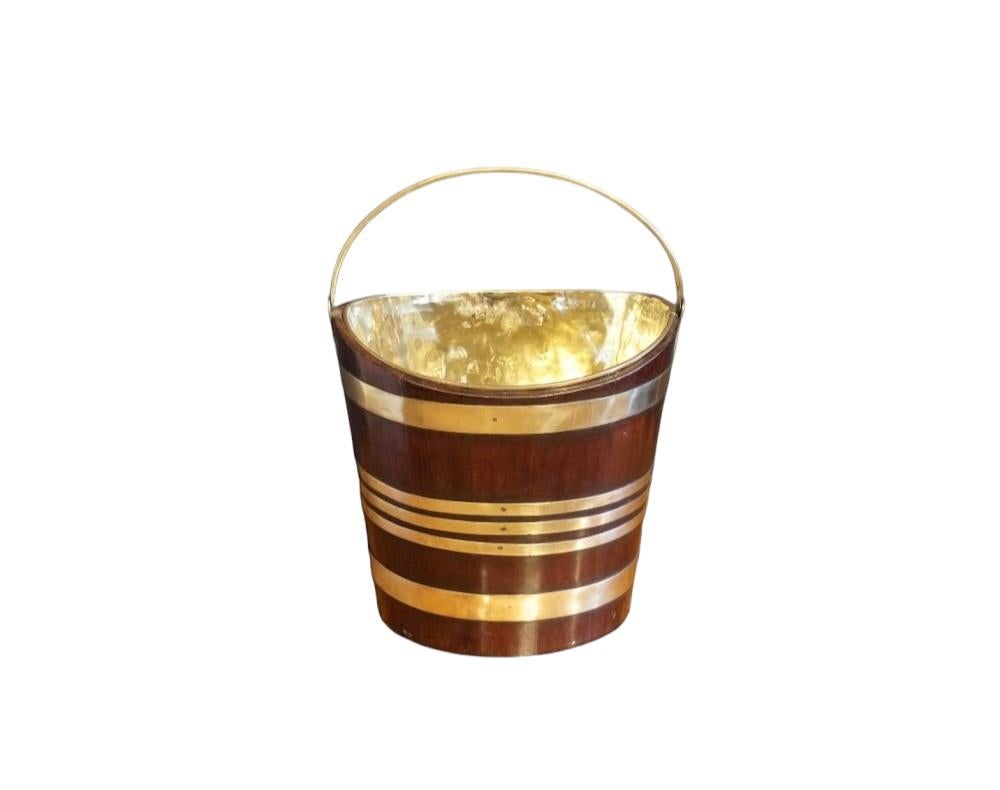Early 19th Century Georgian mahogany brass bound bucket For Sale