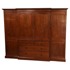 Georgian mahogany breakfront armoire compactum wardrobe 