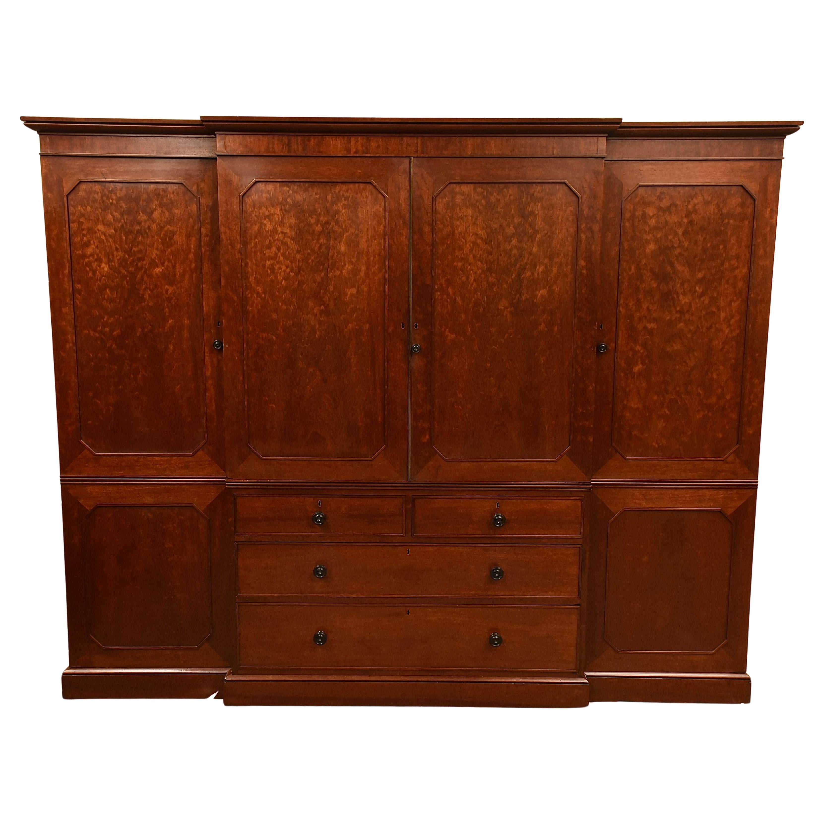 Georgian mahogany breakfront armoire compactum wardrobe 