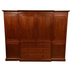 Georgian mahogany breakfront armoire compactum wardrobe