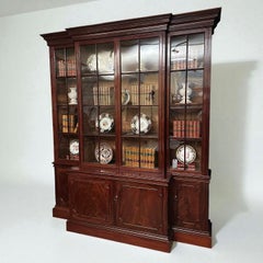 Georgian Mahogany Breakfront Bookcase
