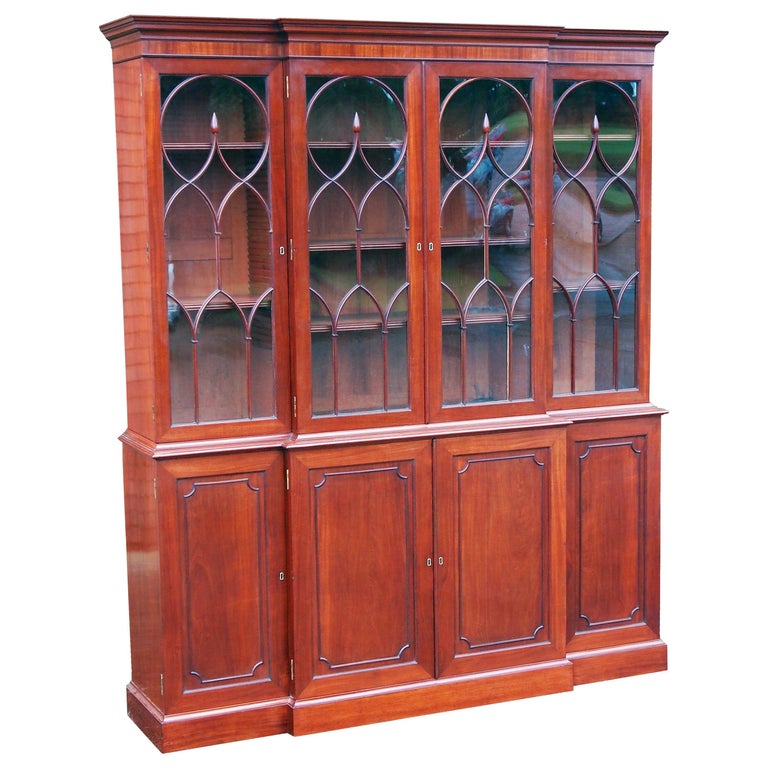 Mahogany Breakfront Library Bookcase S&S Timms Antiques