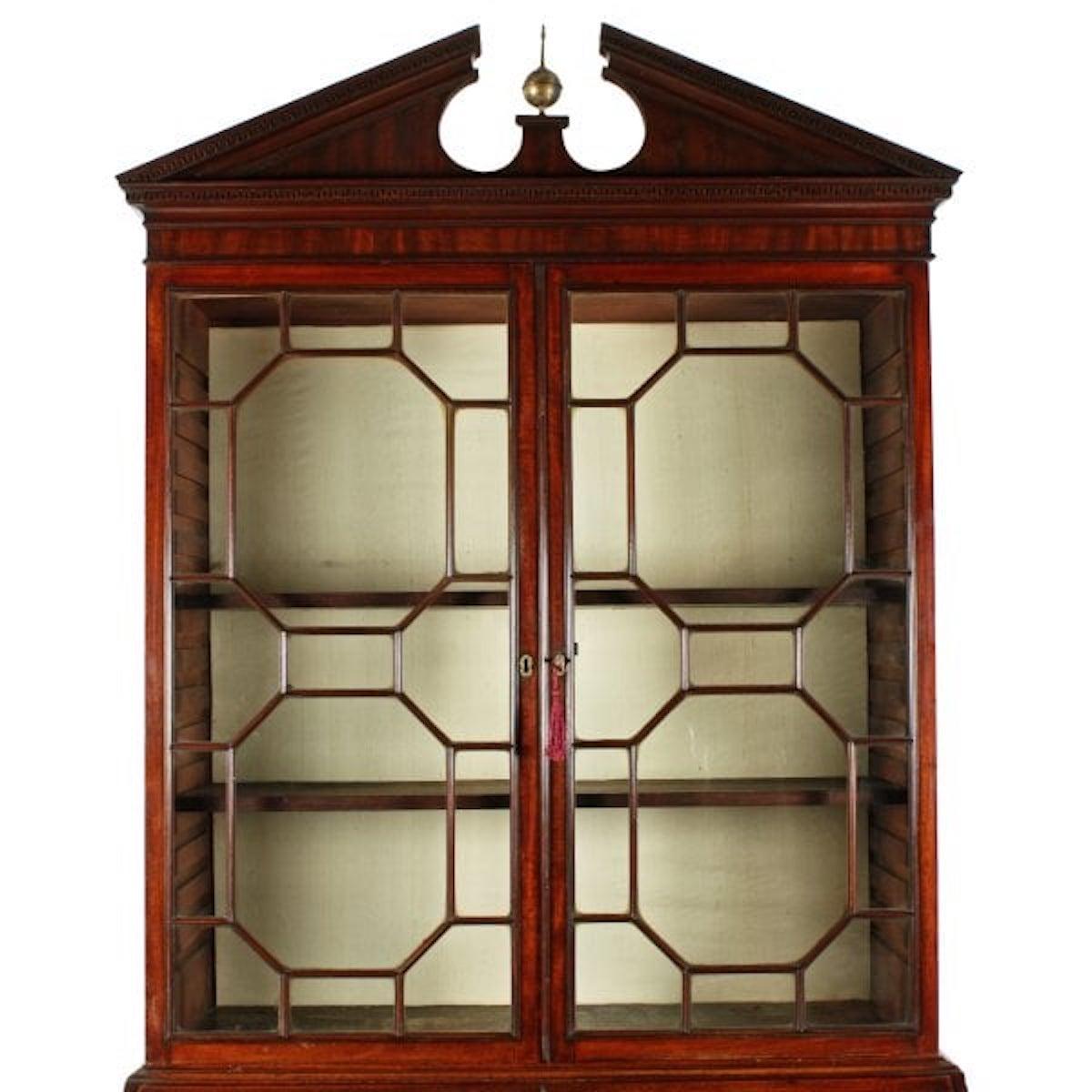 English Georgian Mahogany Bureau Bookcase, 18th Century 