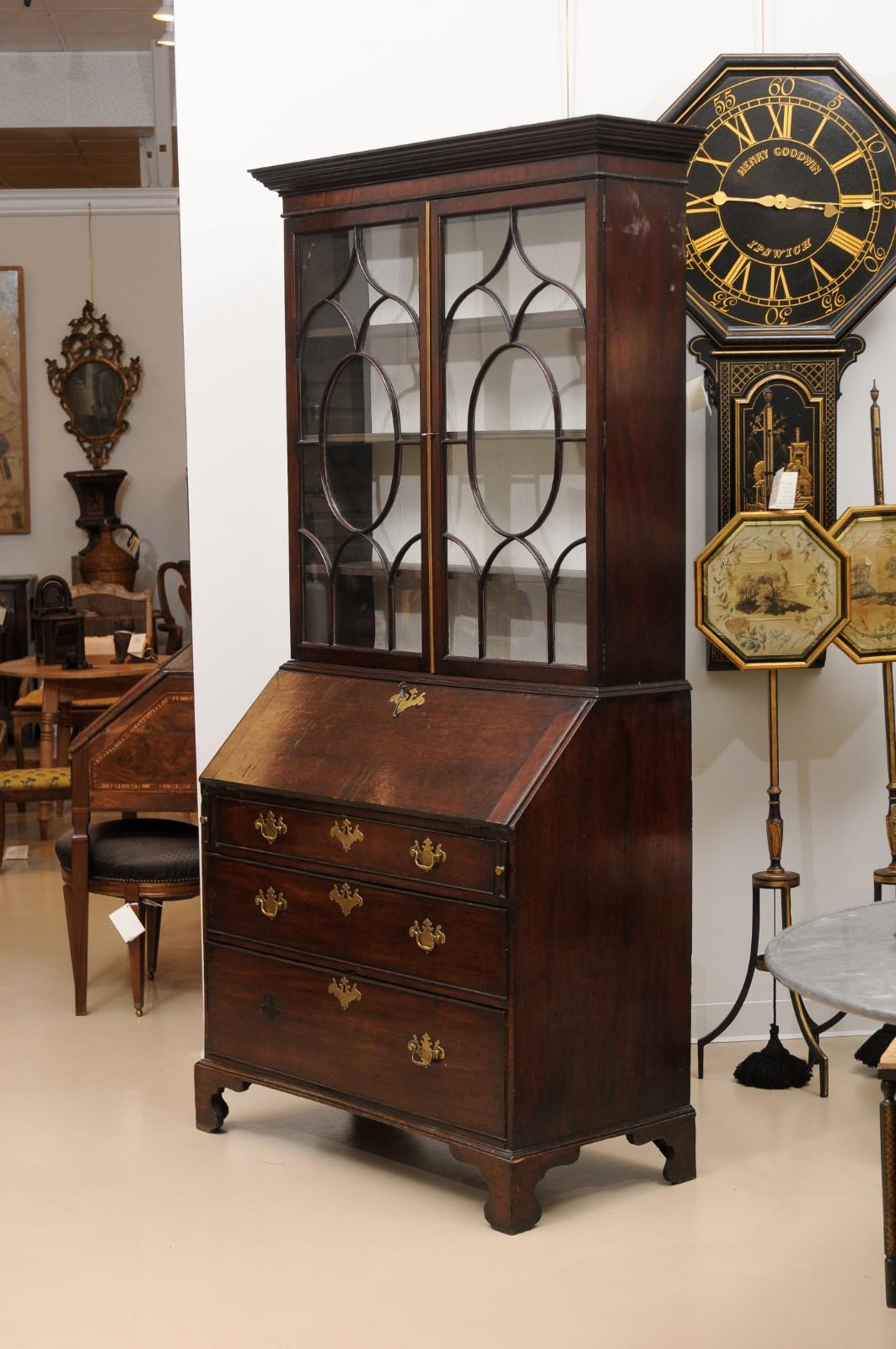 Georgian Mahogany Bureau Bookcase, England 18th Century and later For Sale 13