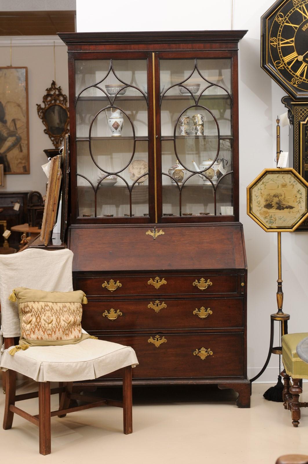 Georgian Mahogany Bureau Bookcase, England 18th Century and later In Good Condition For Sale In Atlanta, GA
