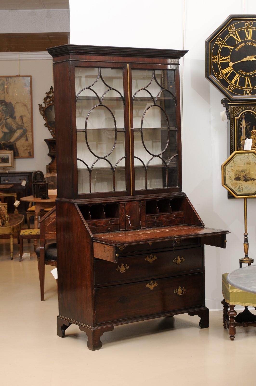 Georgian Mahogany Bureau Bookcase, England 18th Century and later For Sale 3