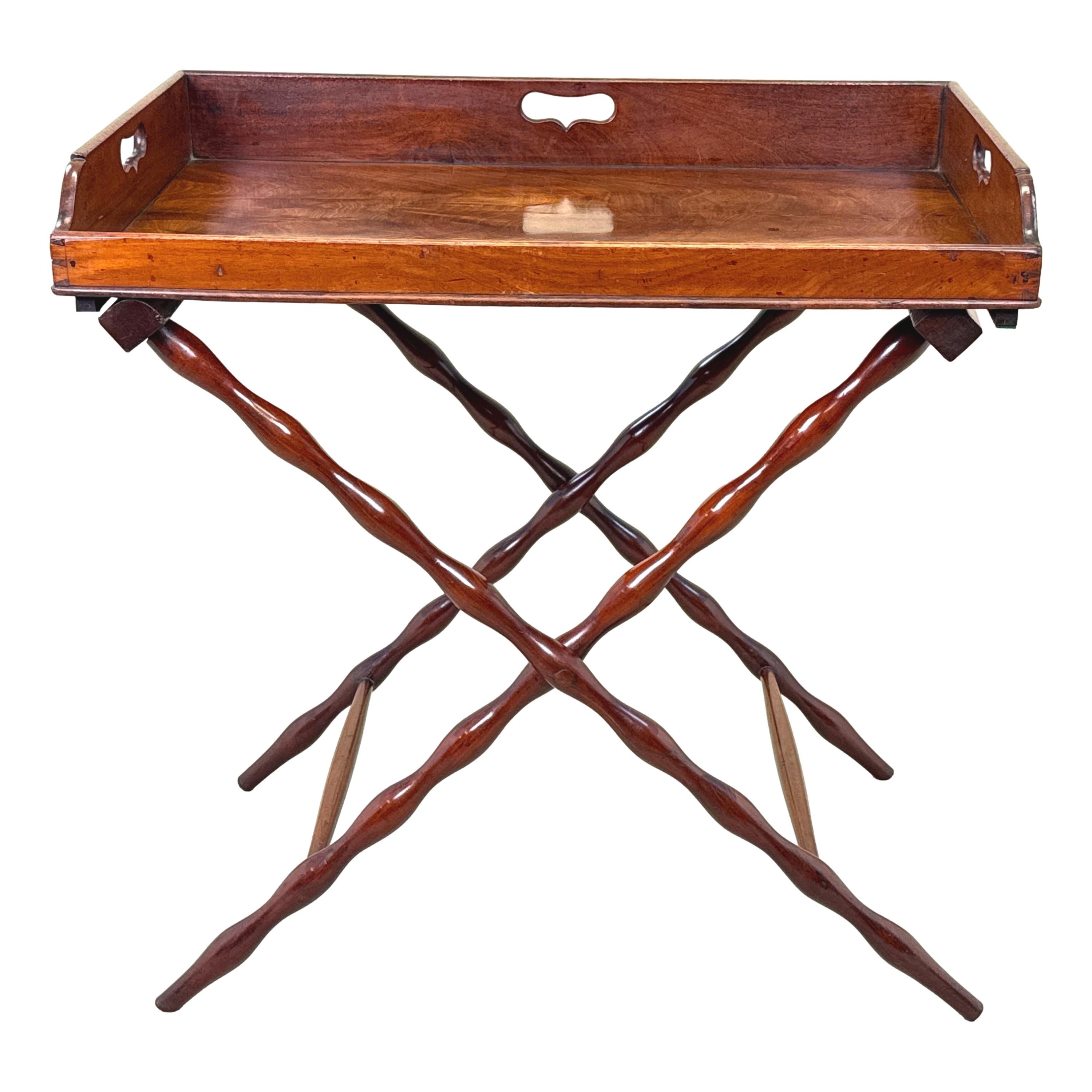 Georgian Mahogany Butlers Tray On Folding Stand 4