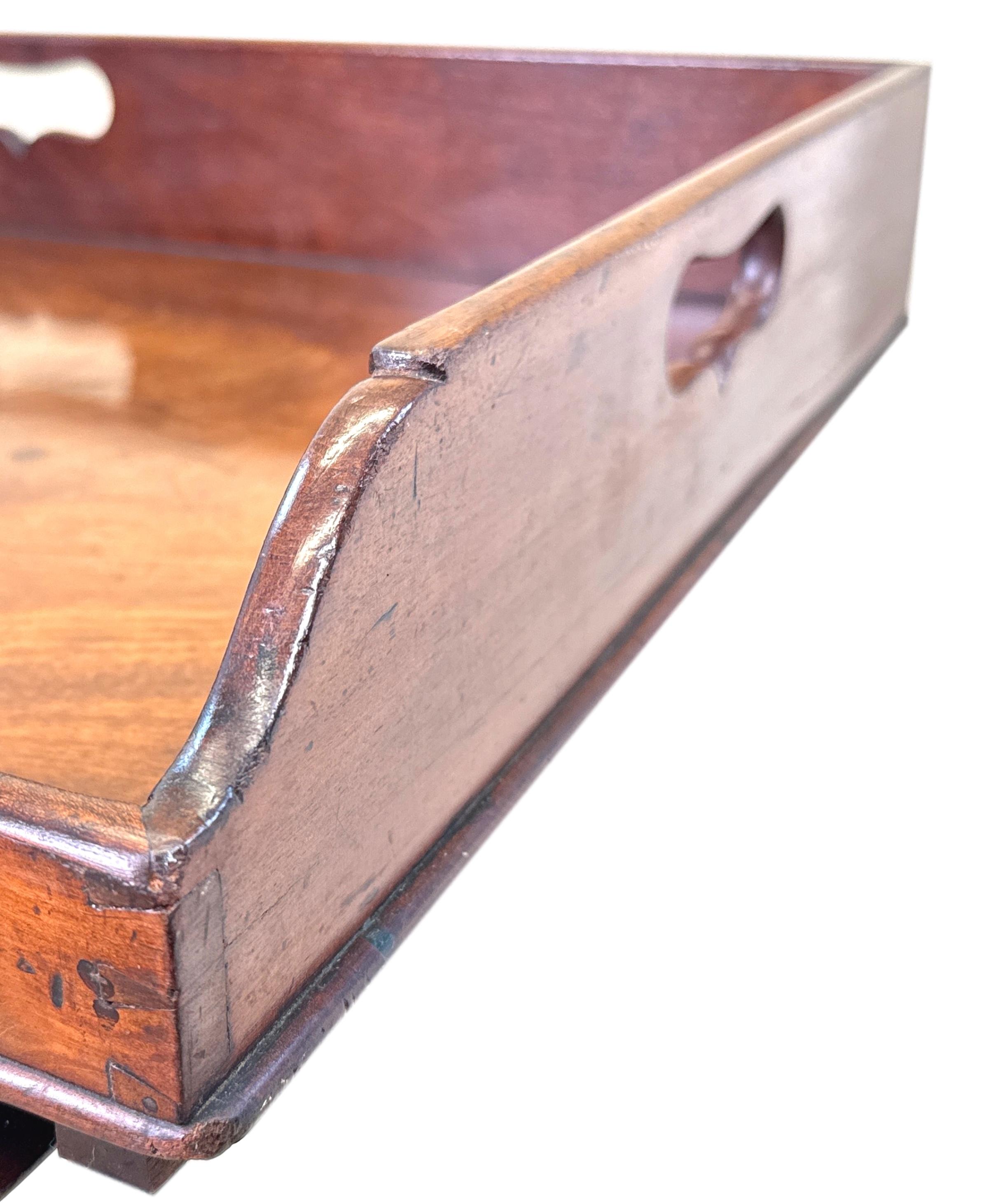 English Georgian Mahogany Butlers Tray On Folding Stand