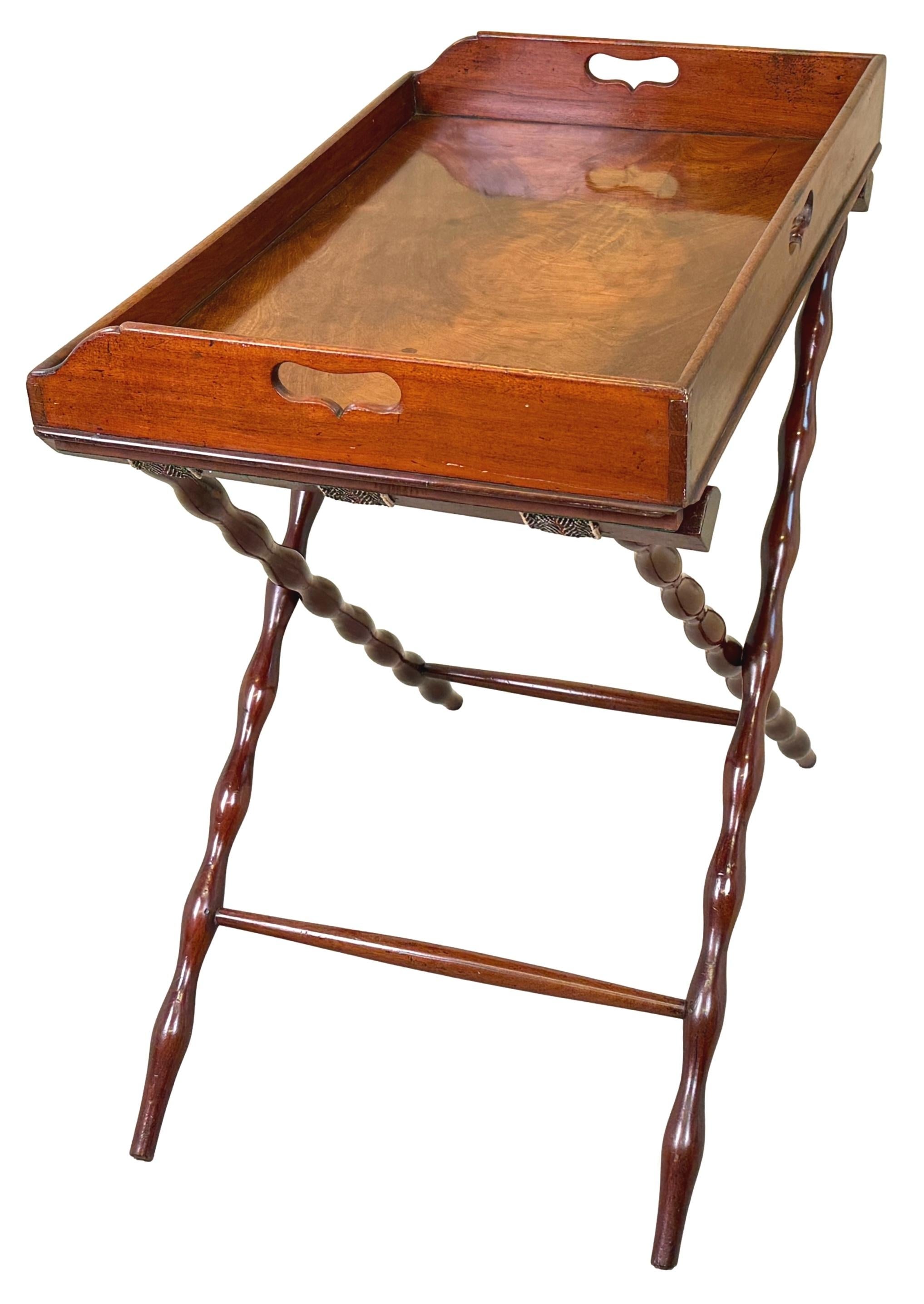 Georgian Mahogany Butlers Tray On Folding Stand 2