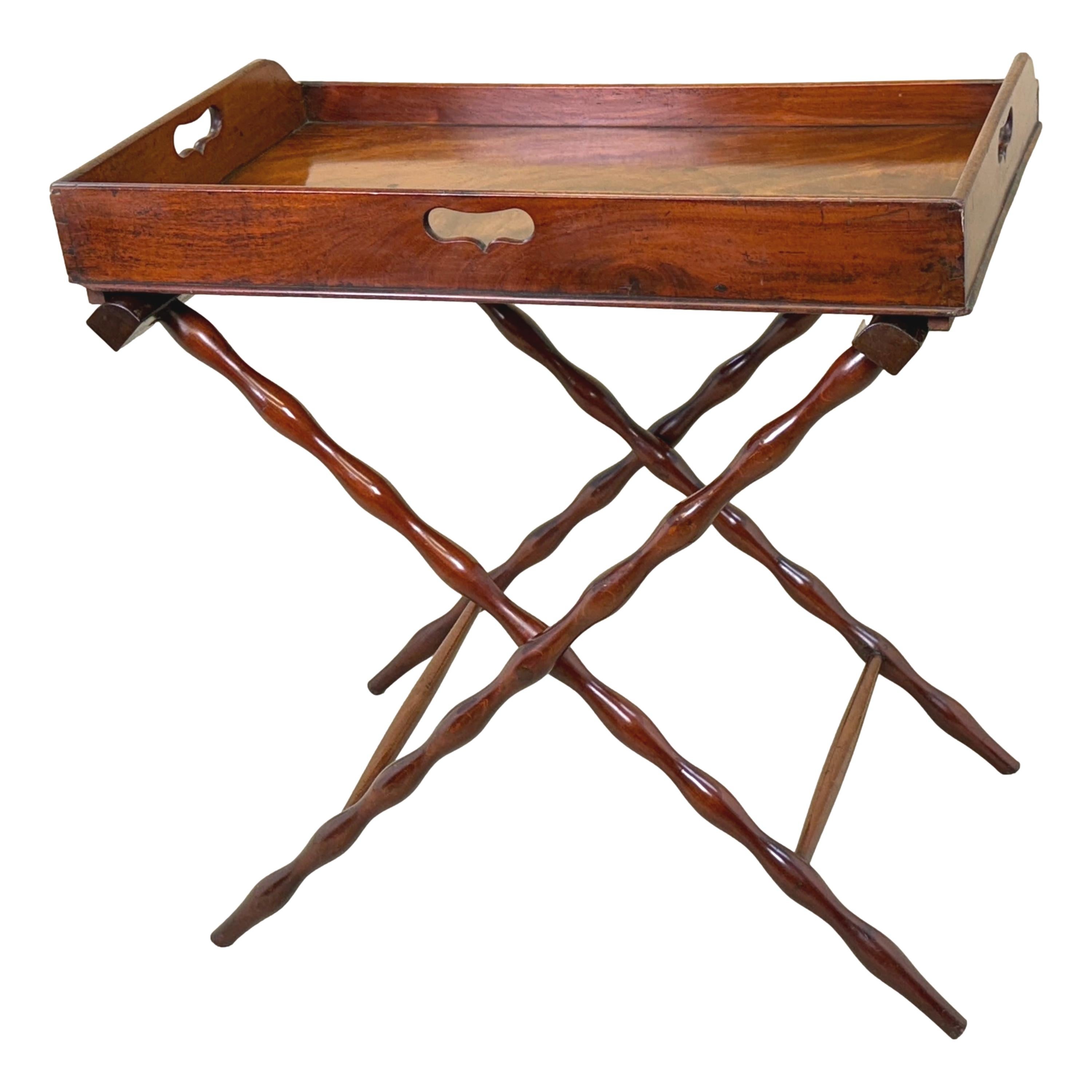 Georgian Mahogany Butlers Tray On Folding Stand 3