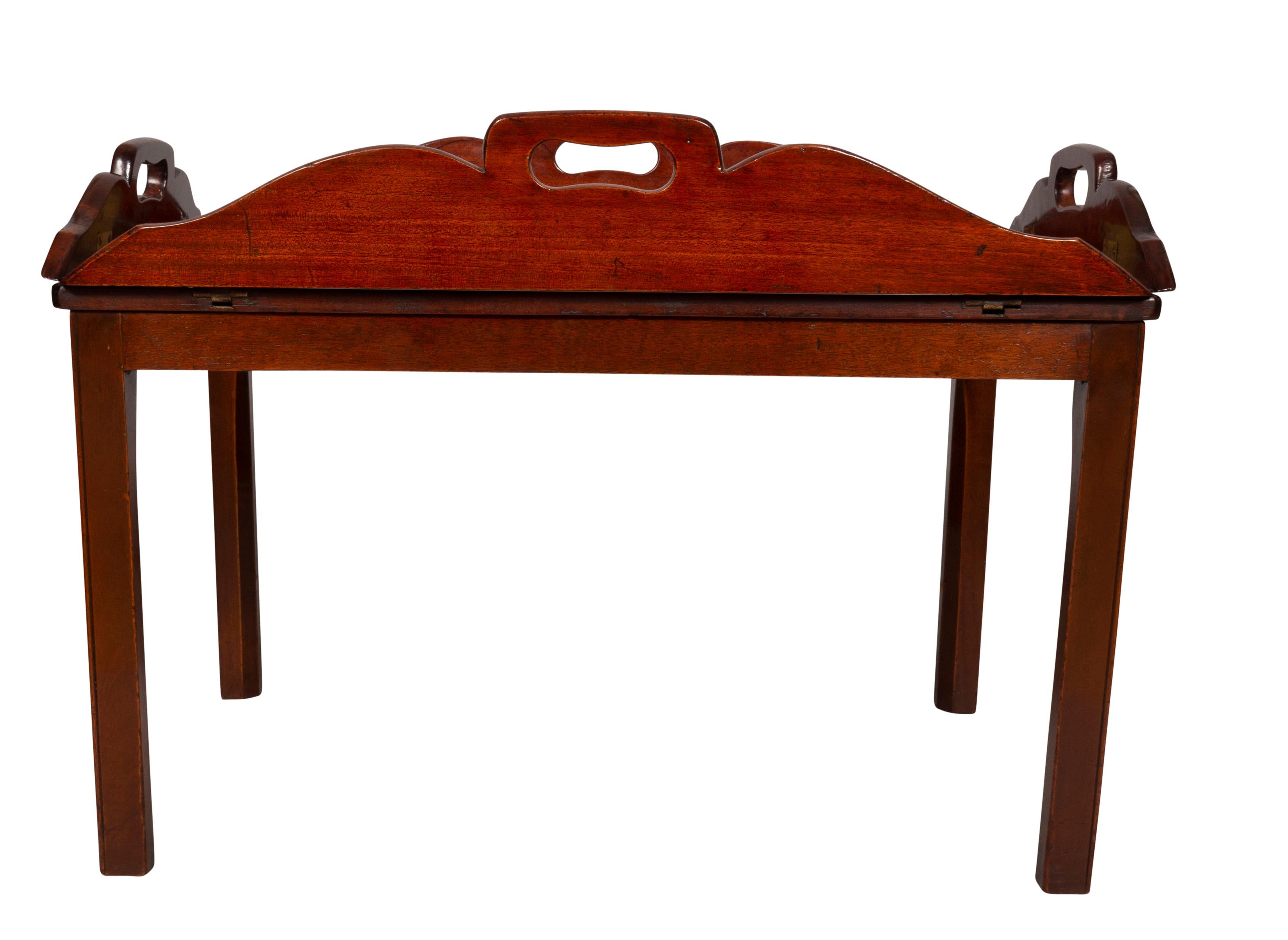 English Georgian Mahogany Butlers Tray on Stand For Sale