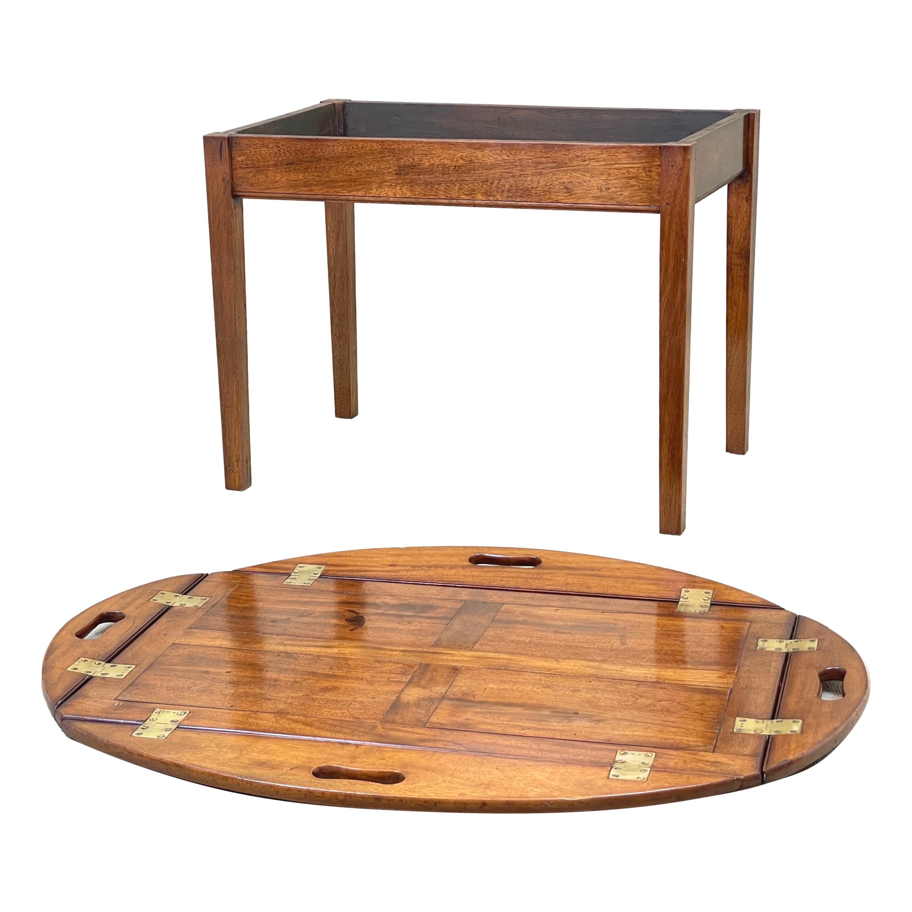 Georgian Mahogany Butlers Tray on Stand For Sale 2