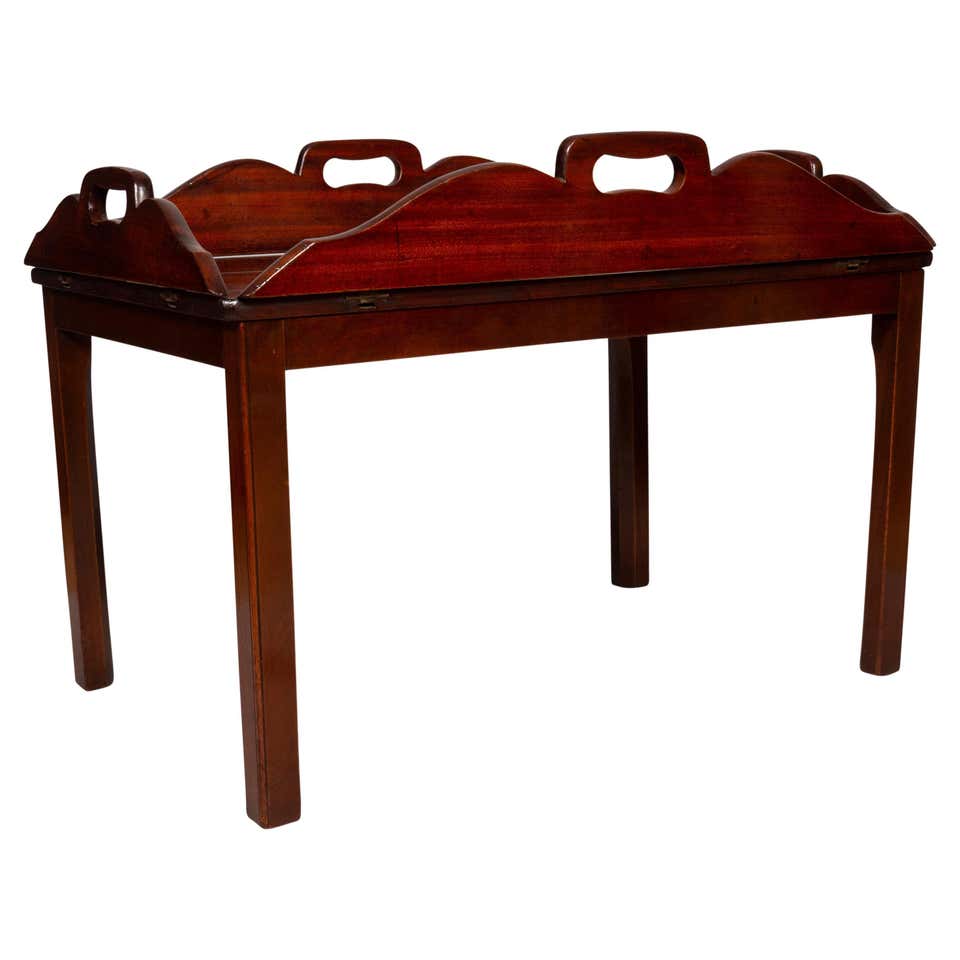 Georgian Mahogany Oval Butlers Tray on Stand Coffee Table For Sale at ...
