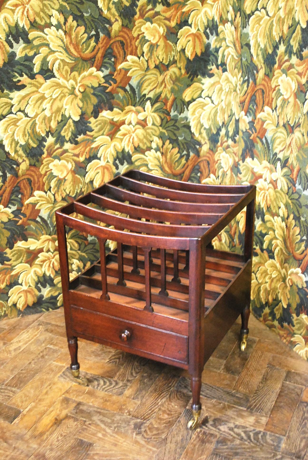 English  Georgian Mahogany Canterbury / Magazine Rack For Sale