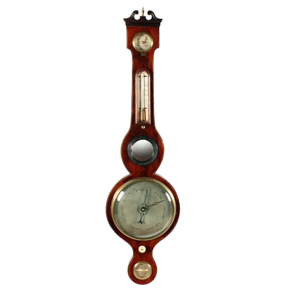 Georgian Mahogany Cased Barometer, 19th Century For Sale