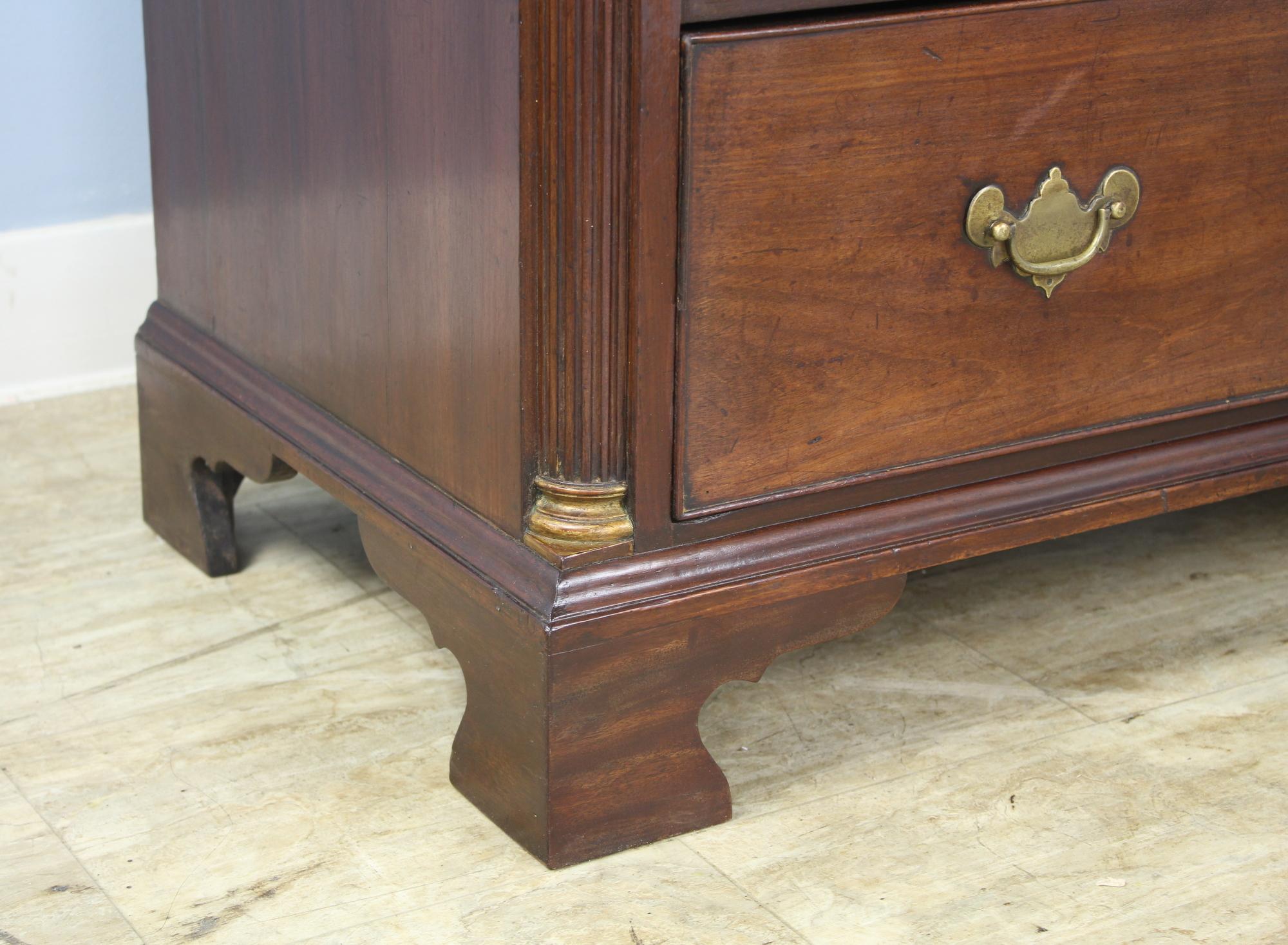 Georgian Mahogany Chest of Drawers, Quarter Columns and Brass Capitals 2