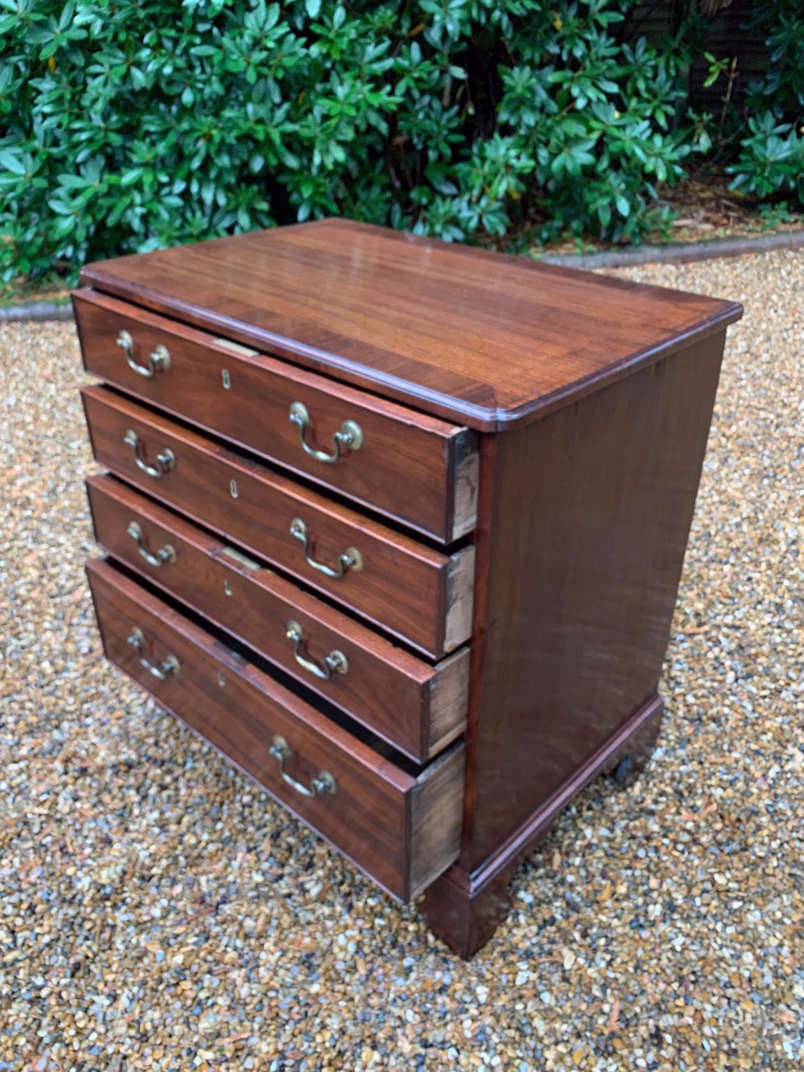 Georgian Mahogany Chest of Drawers with Brass Swan Neck Handles In Good Condition For Sale In Richmond, London, Surrey