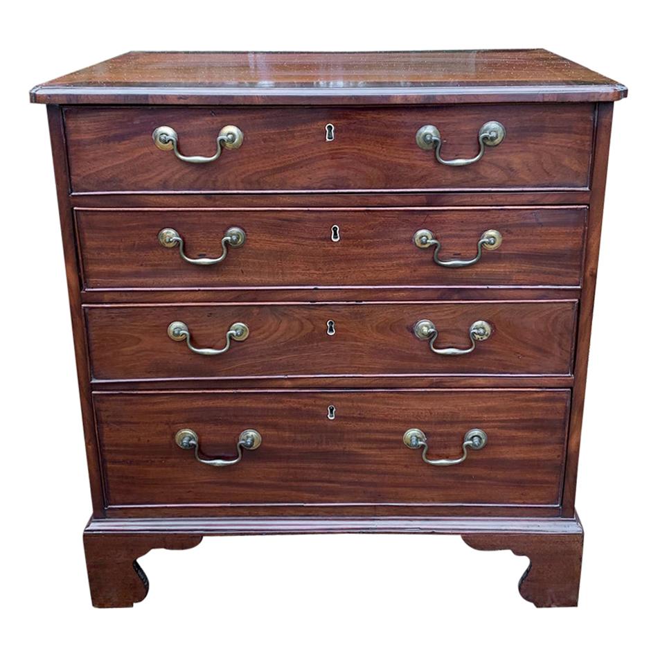 Georgian Mahogany Chest of Drawers with Brass Swan Neck Handles For Sale