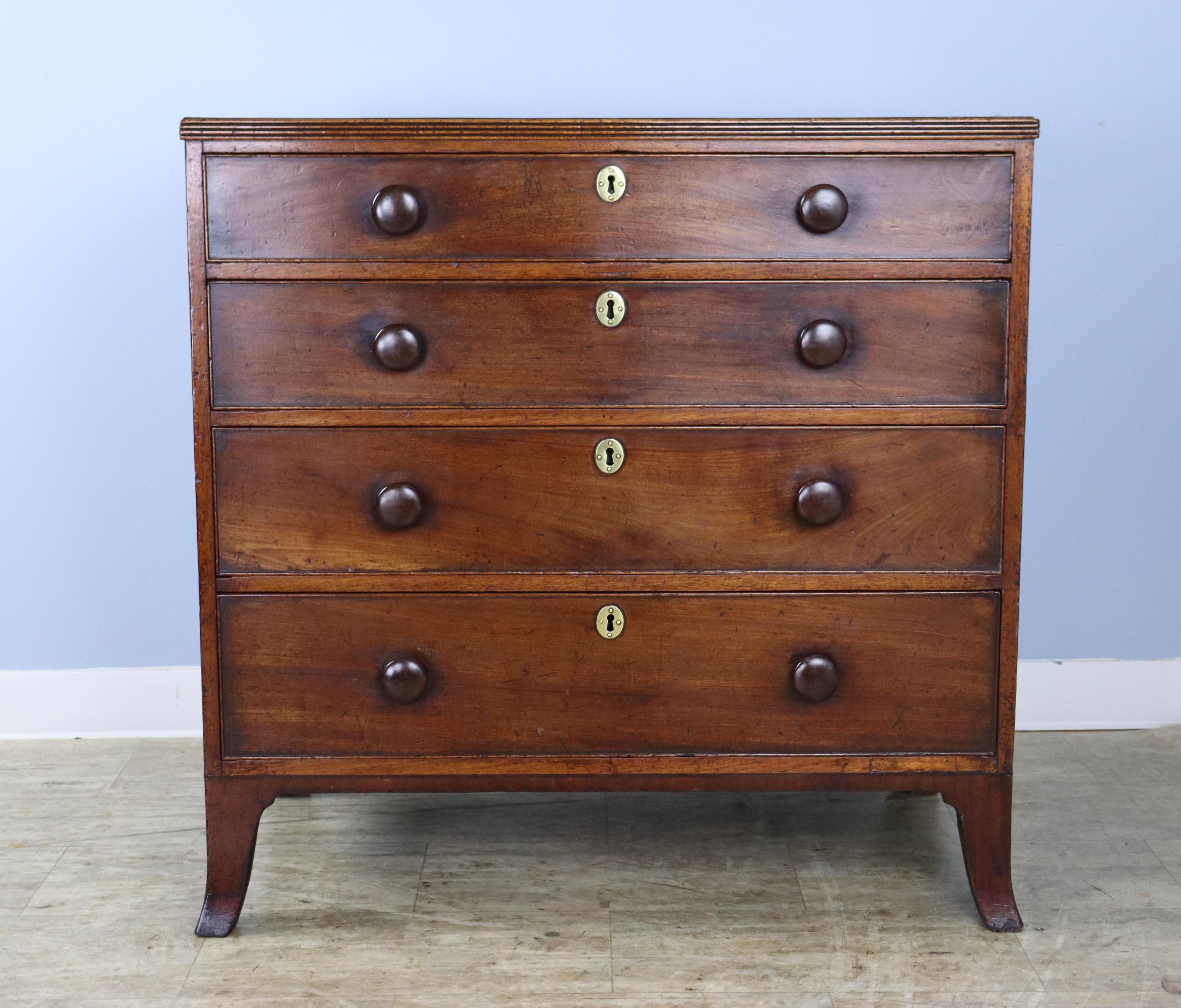 English Georgian Mahogany Chest of Drawers with Splayed Feet