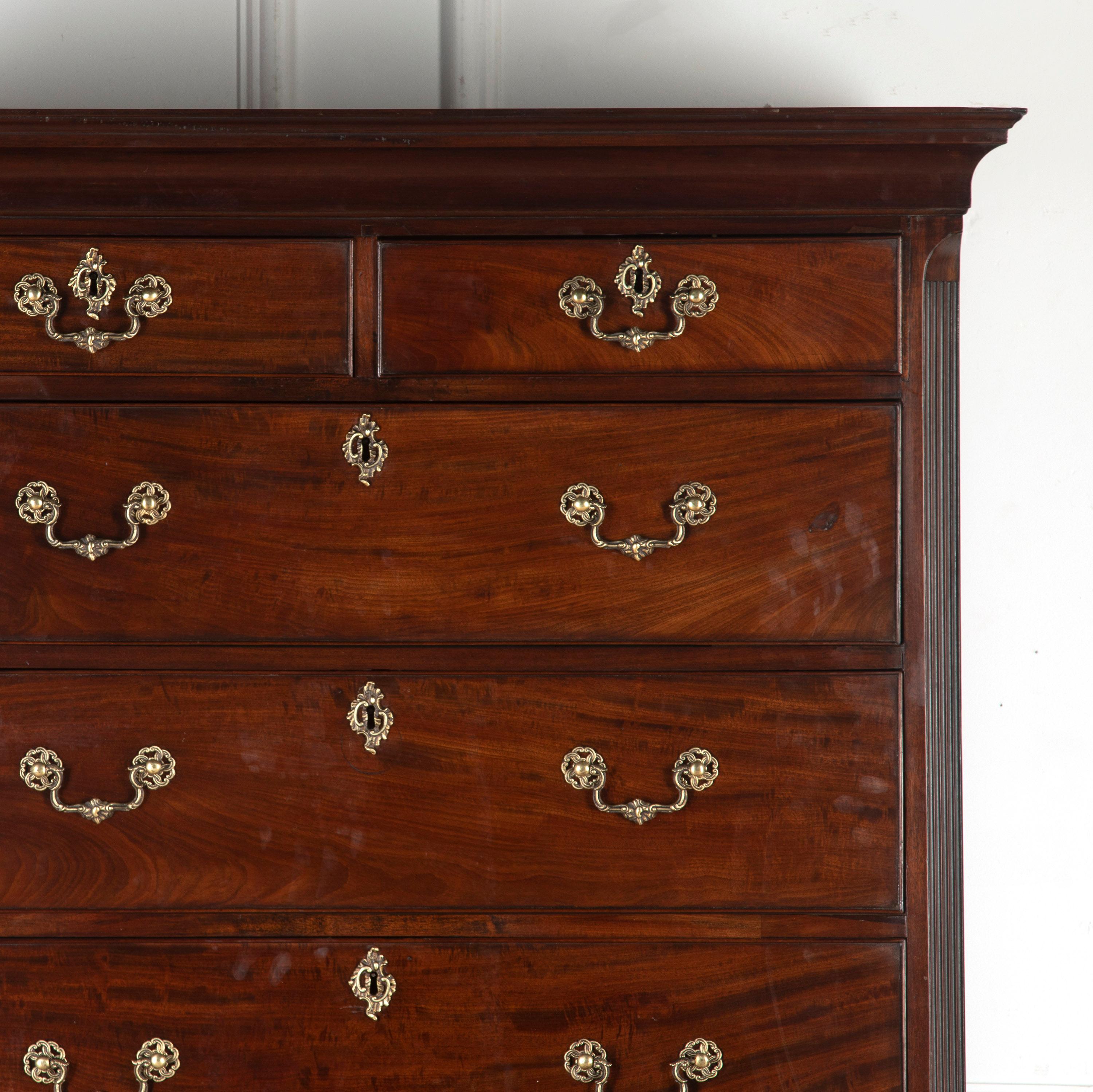 English Georgian Mahogany Chest on Chest For Sale