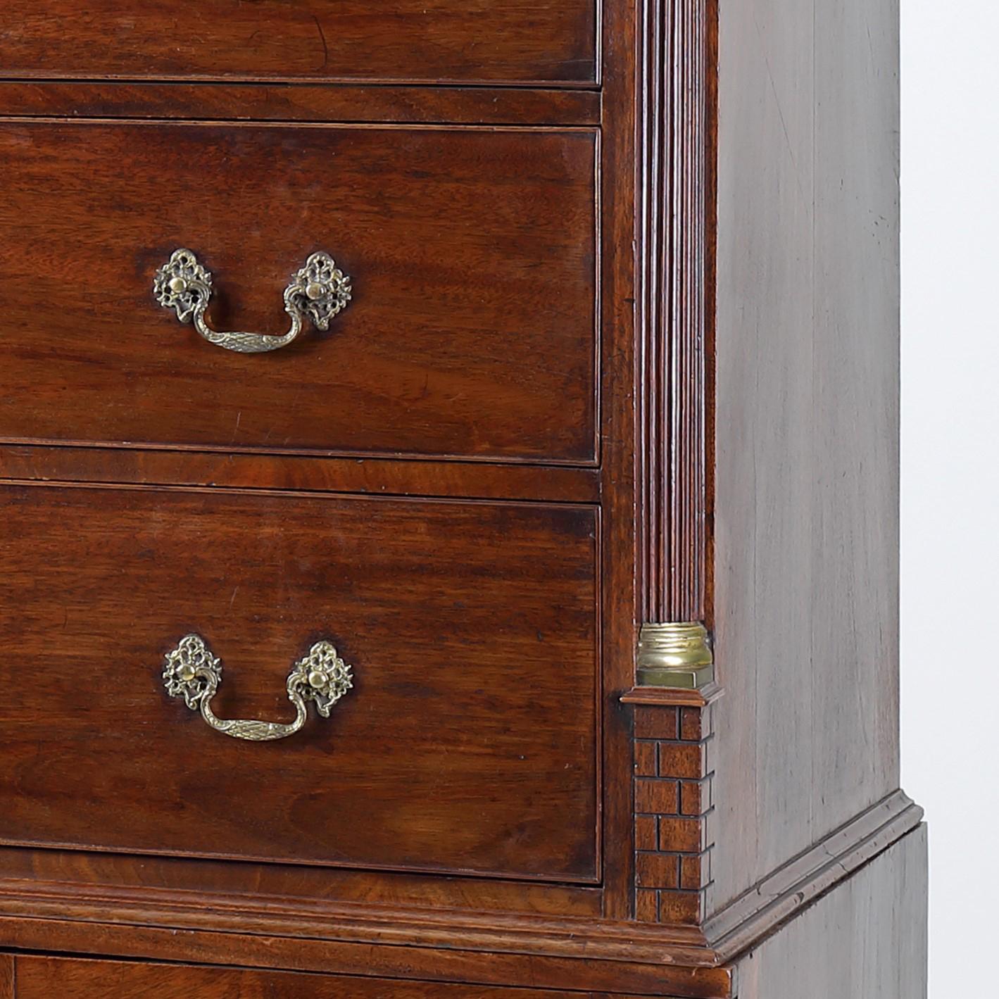 British Georgian Mahogany Chest on Chest/Linen Cupboard For Sale