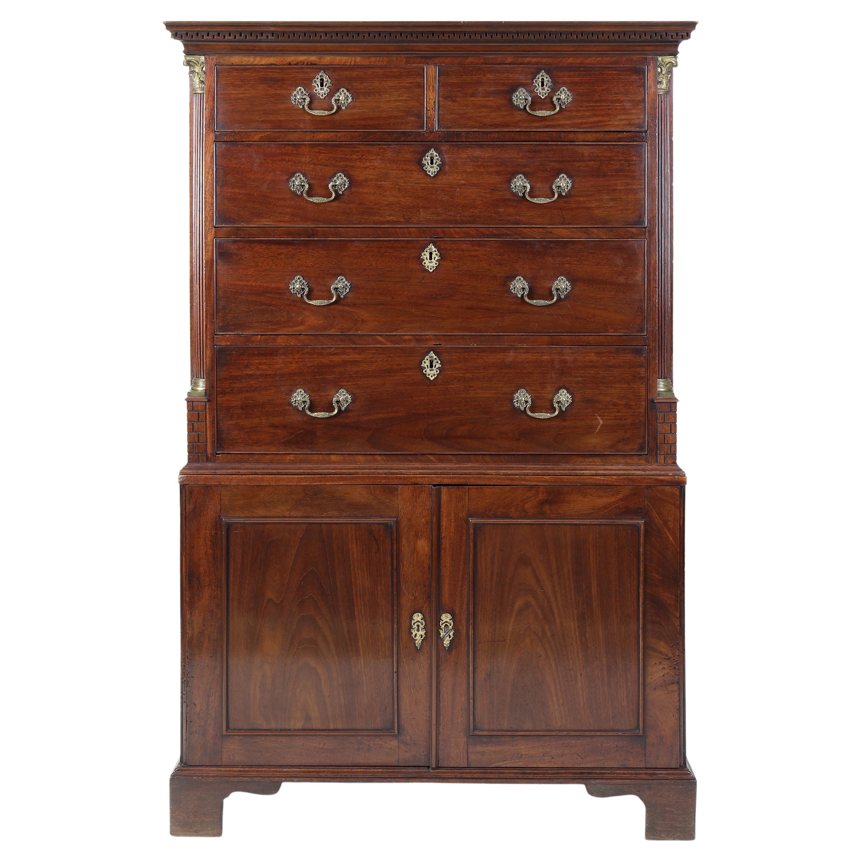 Georgian Mahogany Chest on Chest/Linen Cupboard For Sale