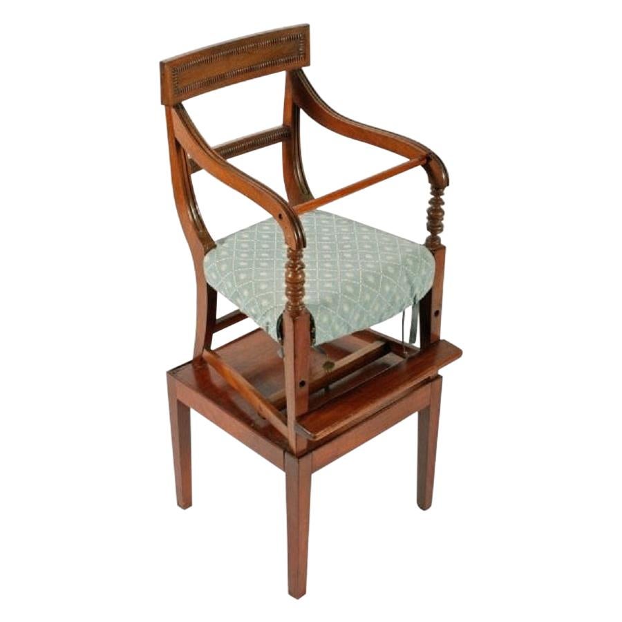 Georgian Mahogany Child's High Chair, 19th Century For Sale