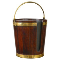 Antique Georgian mahogany coopered brass bound plate bucket or pail