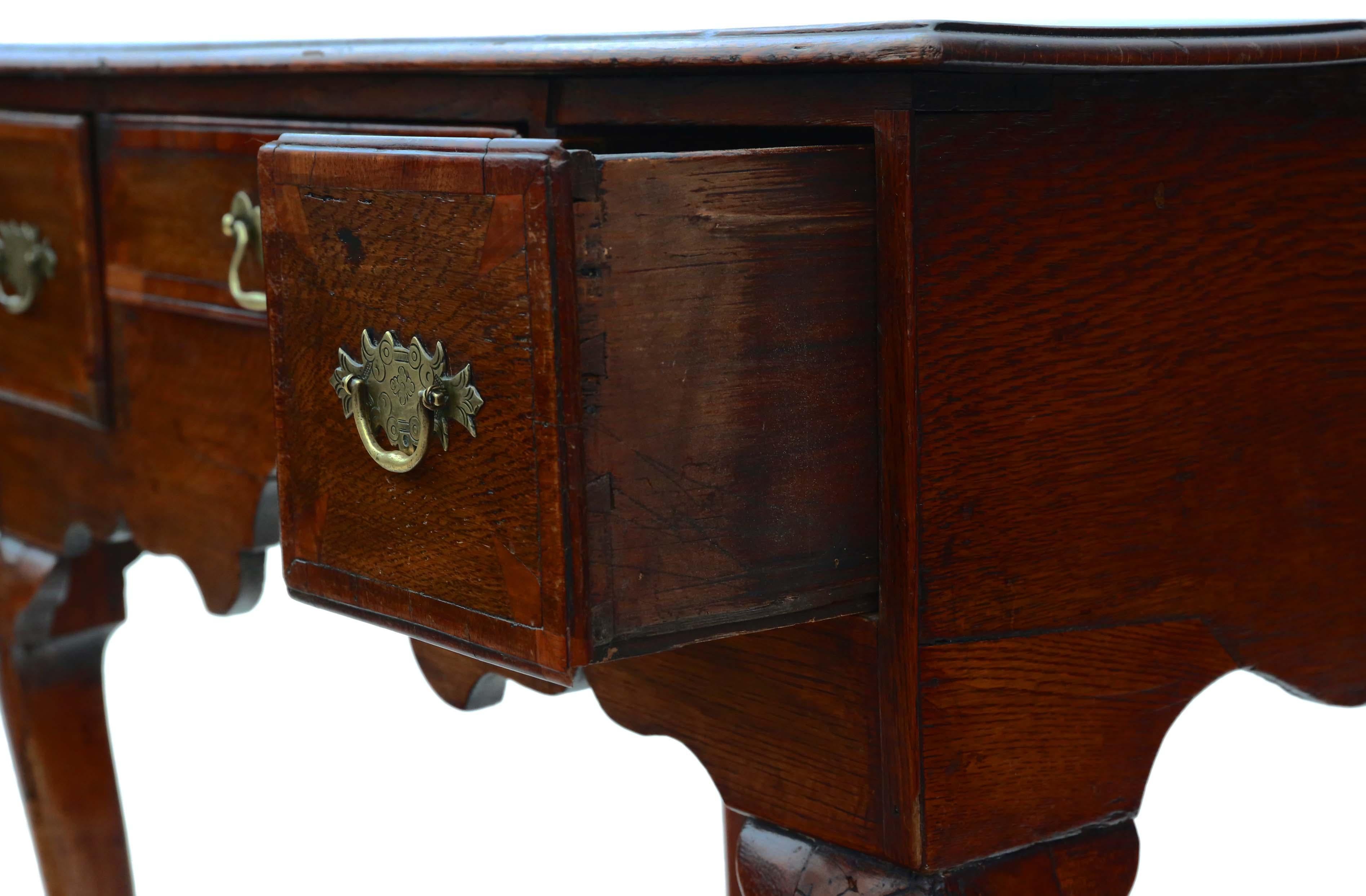 Georgian Mahogany Cross Banded Oak Lowboy Side Table, circa 1760 2