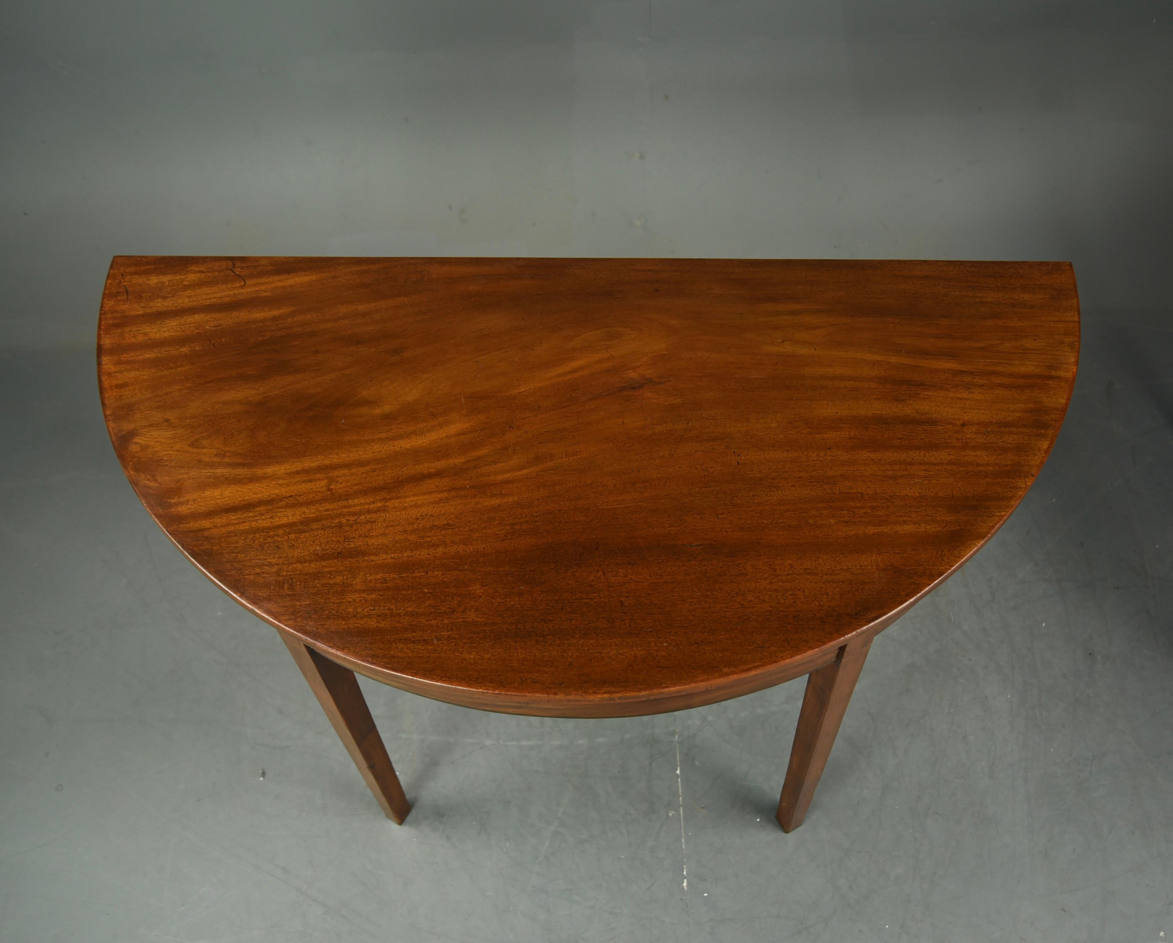 English Georgian Mahogany Demi Lune Console Tables, circa 1790