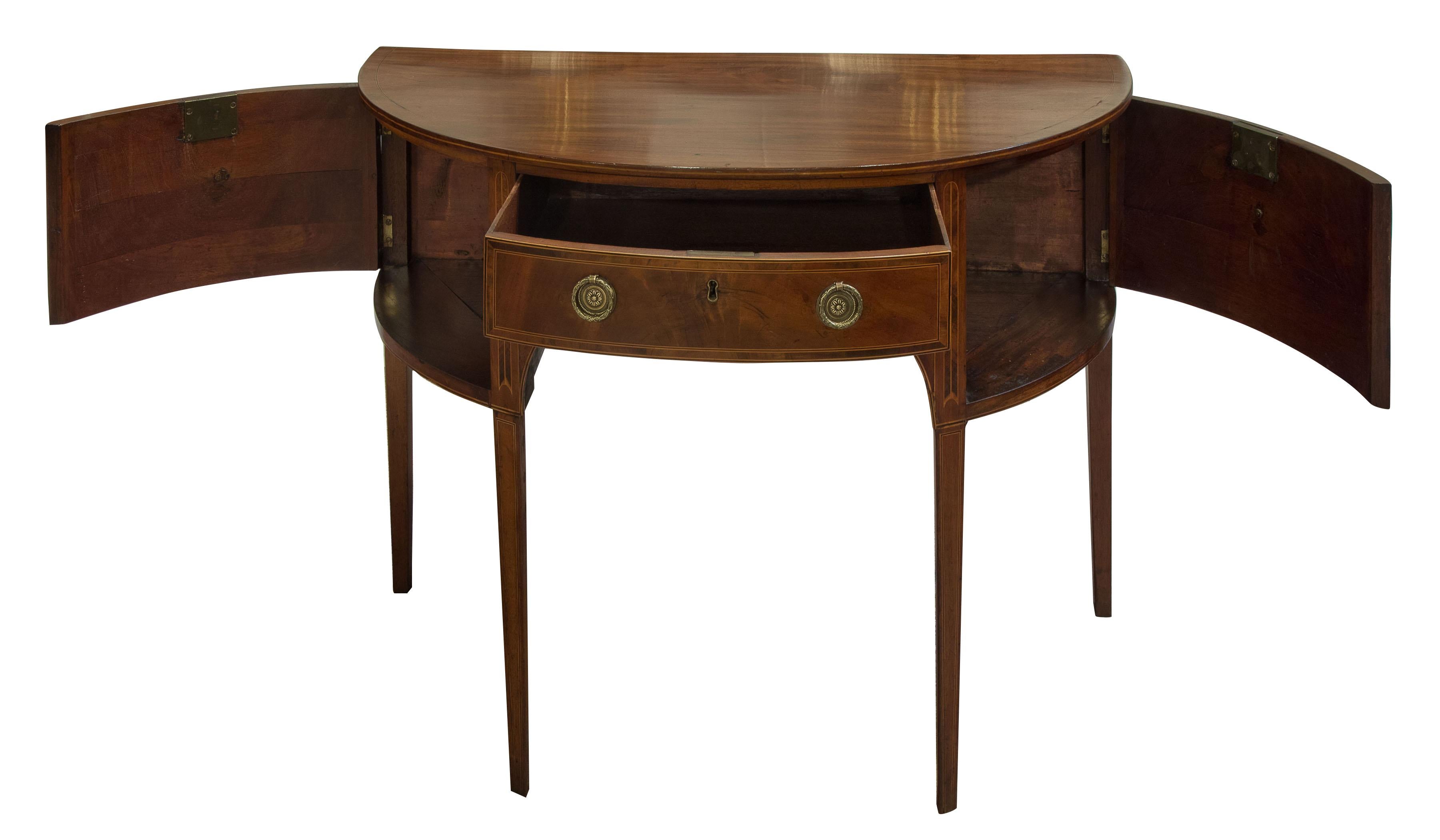 English Georgian Mahogany Demilune Sideboard, circa 1800 For Sale