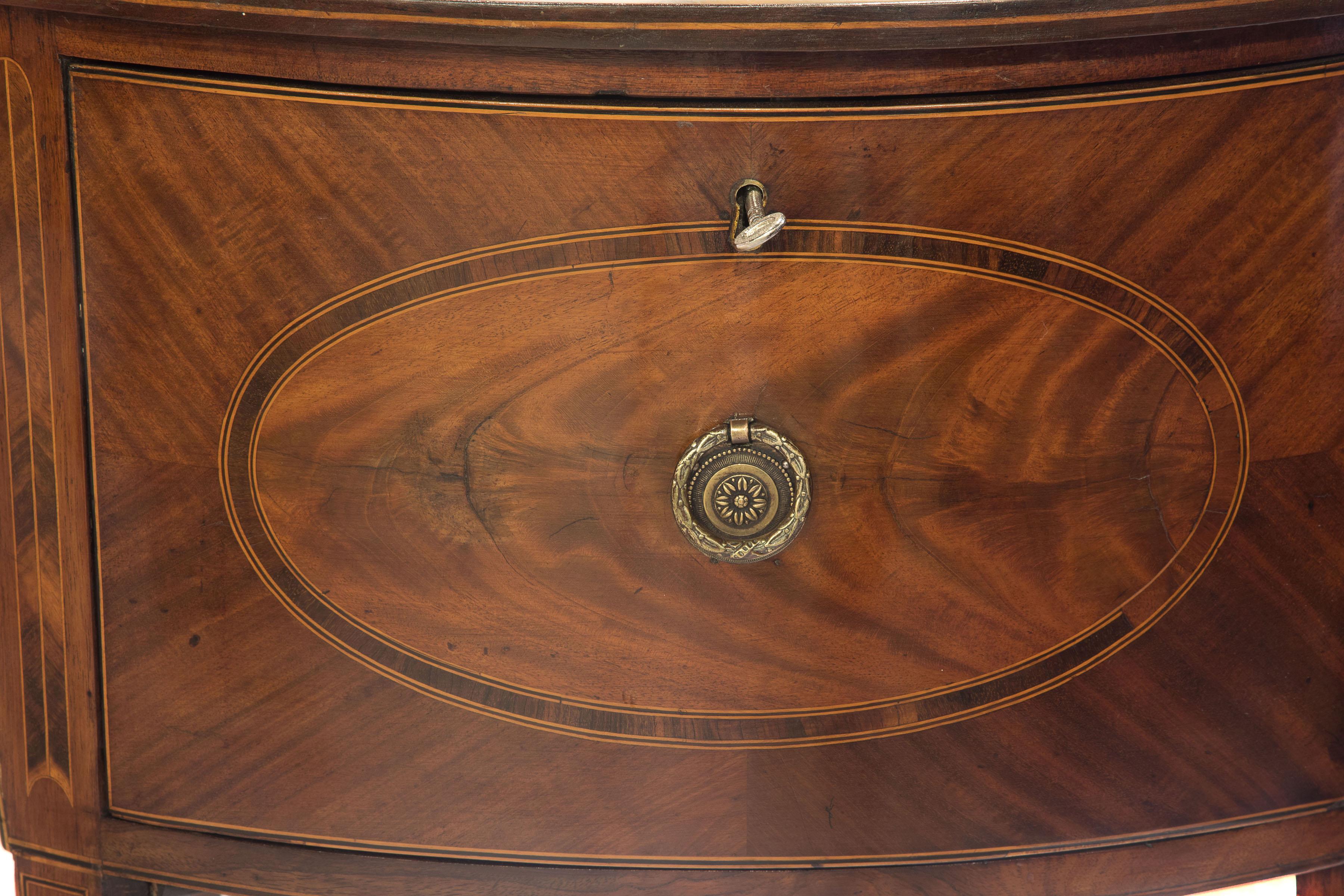 Boxwood Georgian Mahogany Demilune Sideboard, circa 1800 For Sale