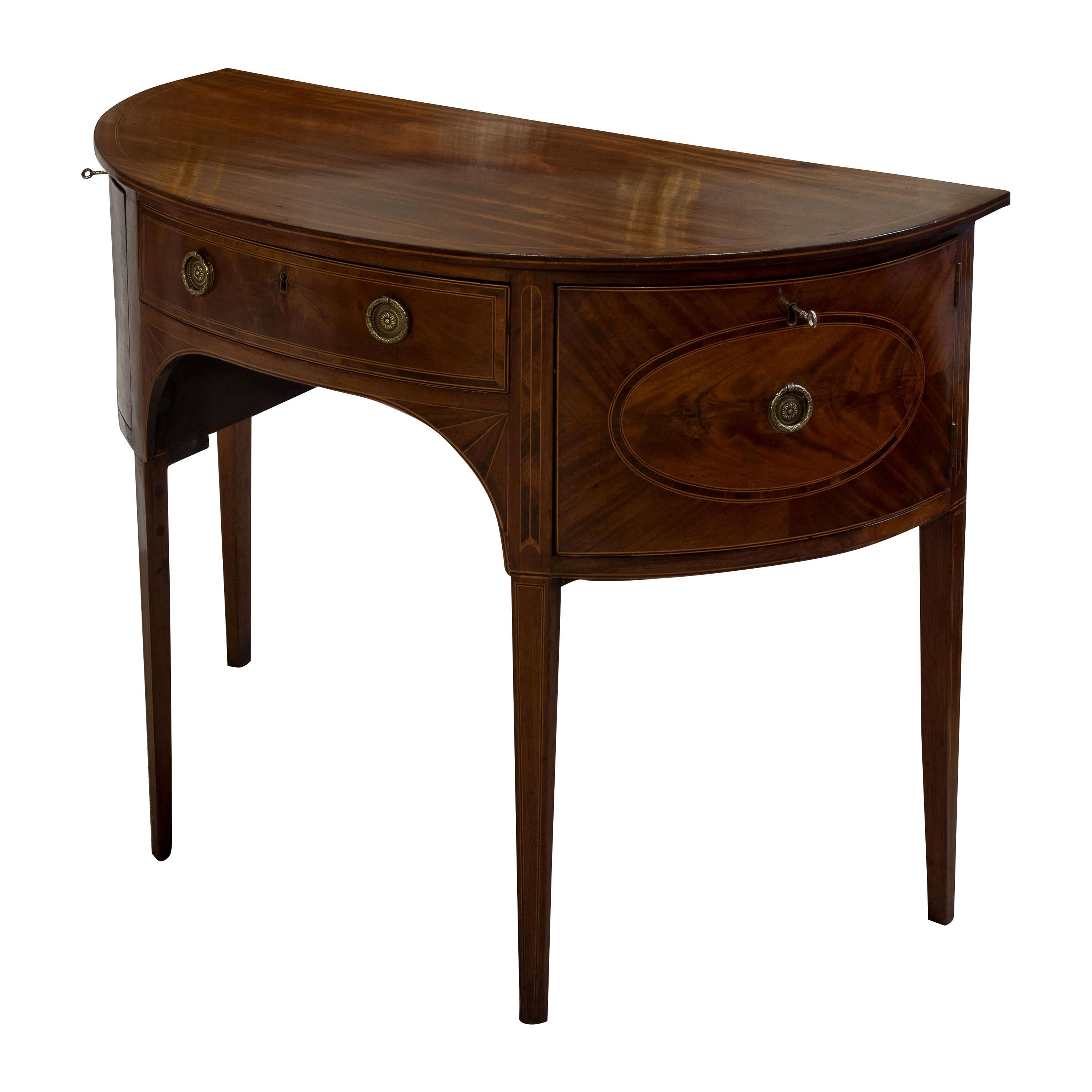 Georgian Mahogany Demilune Sideboard, circa 1800 For Sale