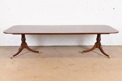 Georgian Mahogany Double Pedestal Dining Table in the Manner of Baker Furniture